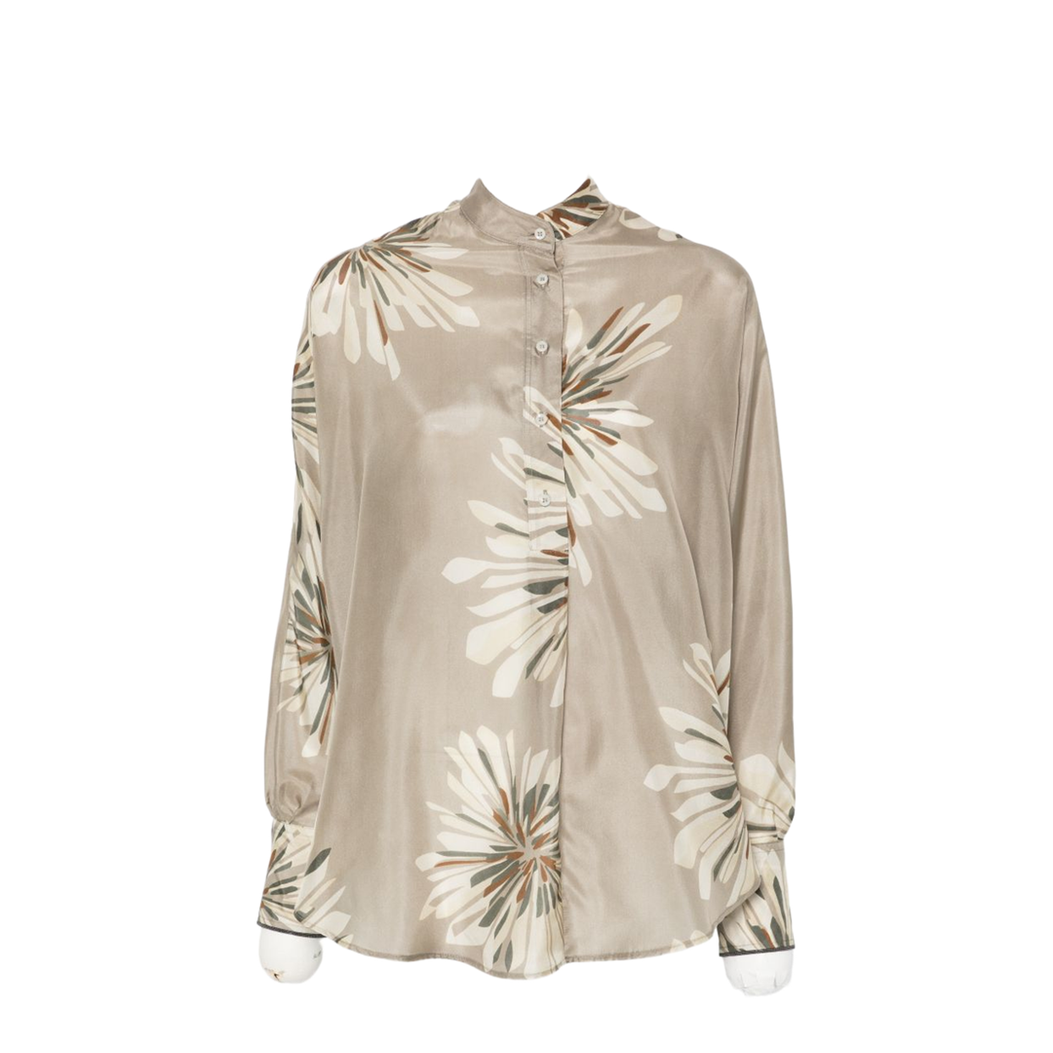 Women's Printed Silk Shirt Beige - Image 1