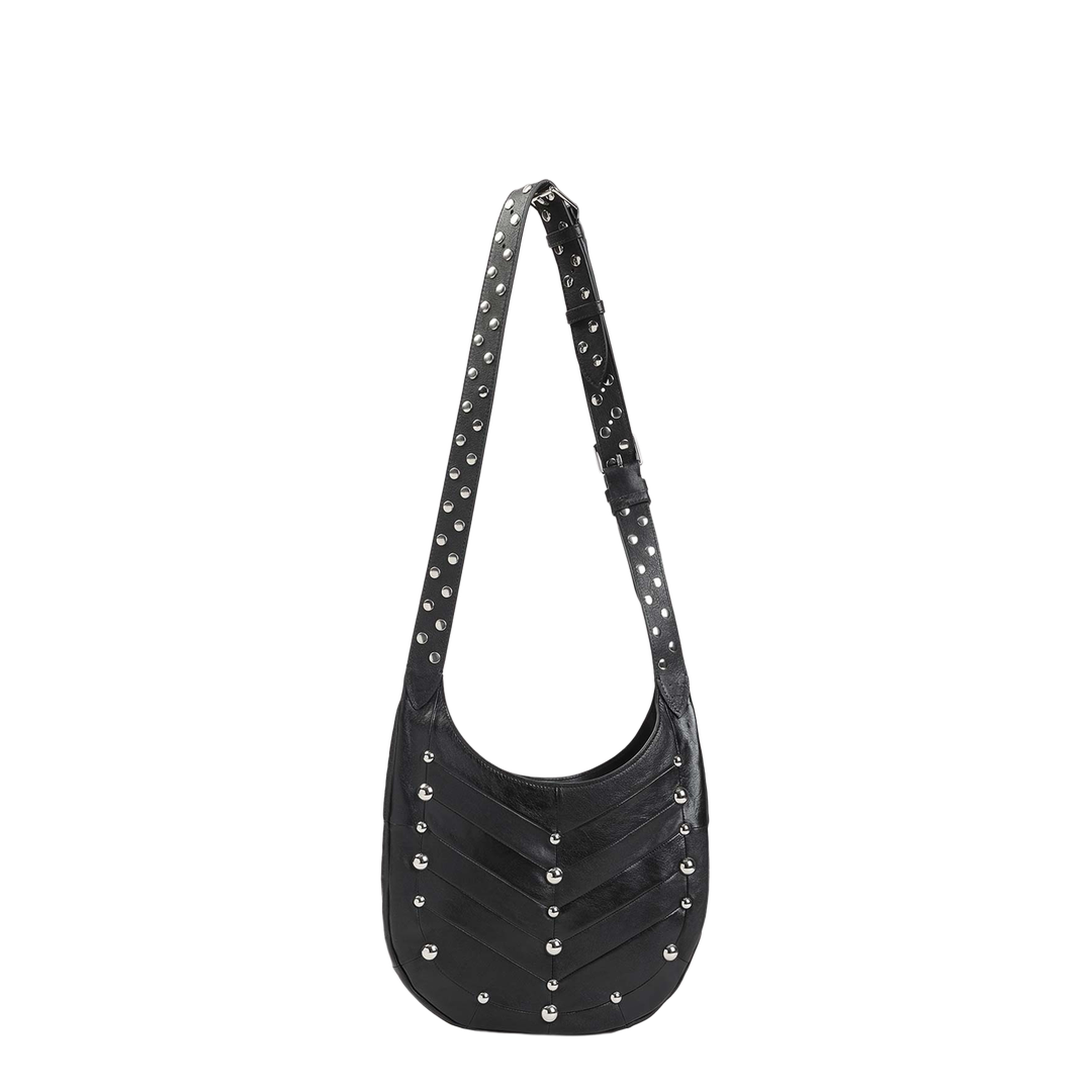 Hoboho Small Chevron Nappa Leather Hobo Bag - Black - Image 4
