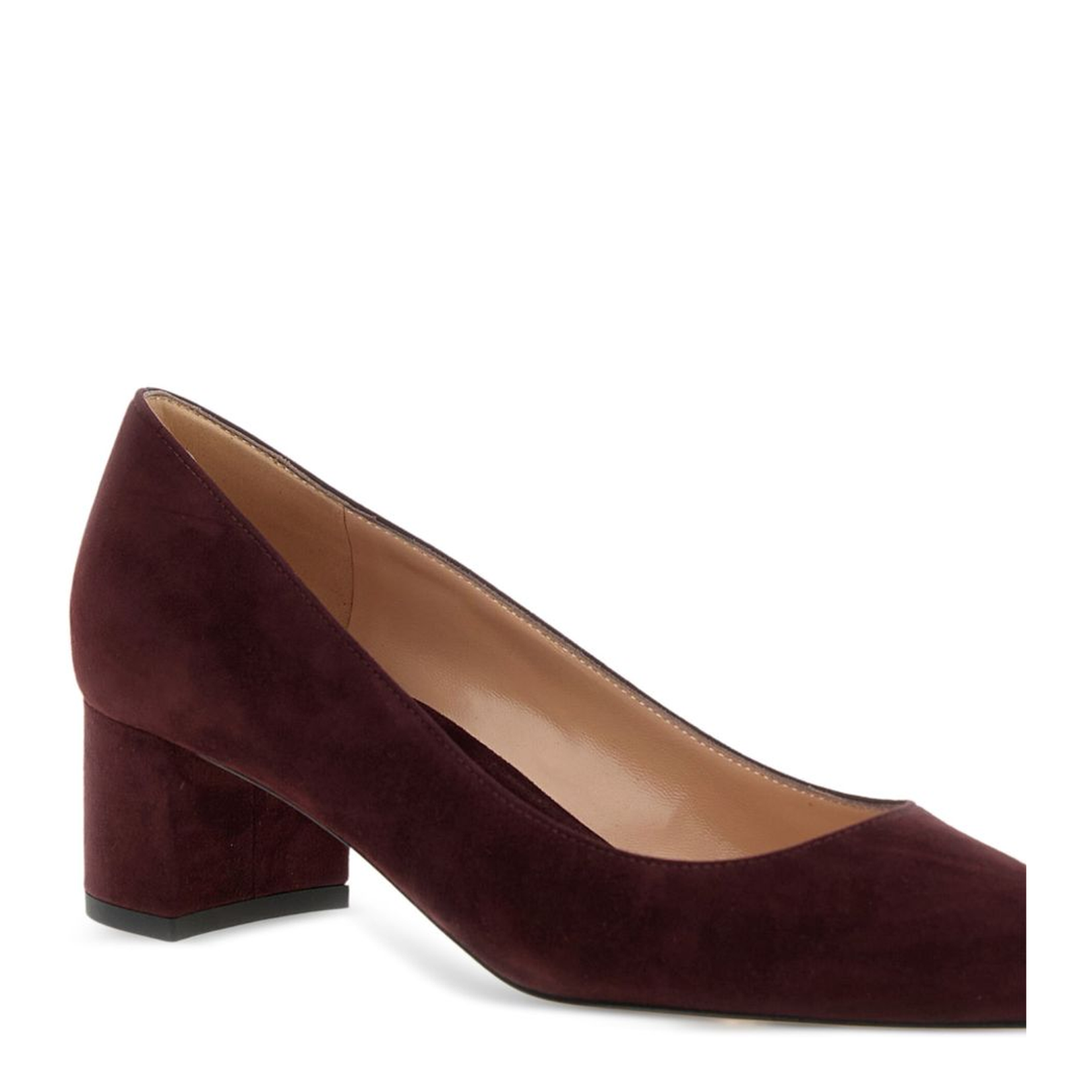 Suede Leather Pumps in Dark Red - Image 2