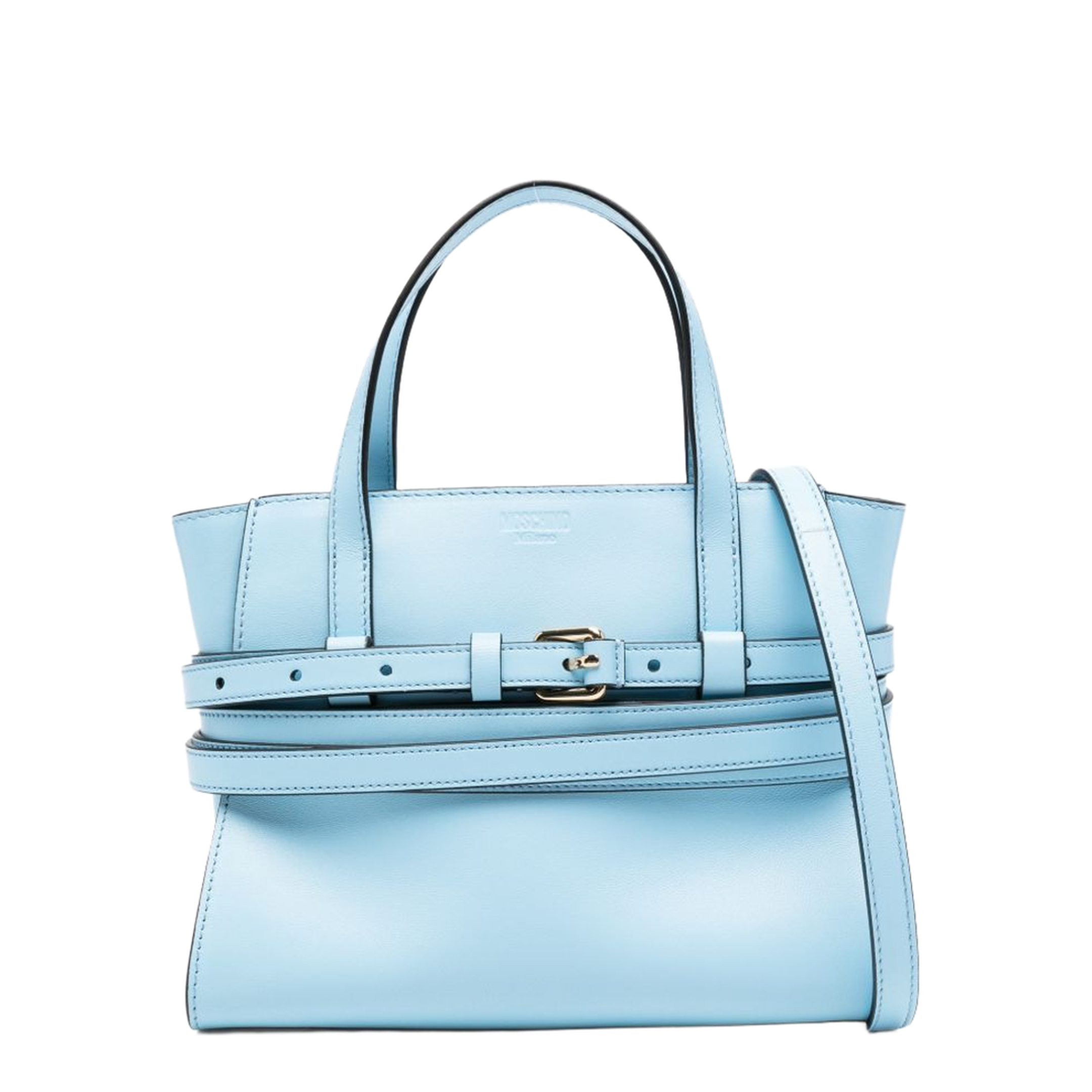 Tie Me Small Calf Leather Tote - Sky Blue - Image 1