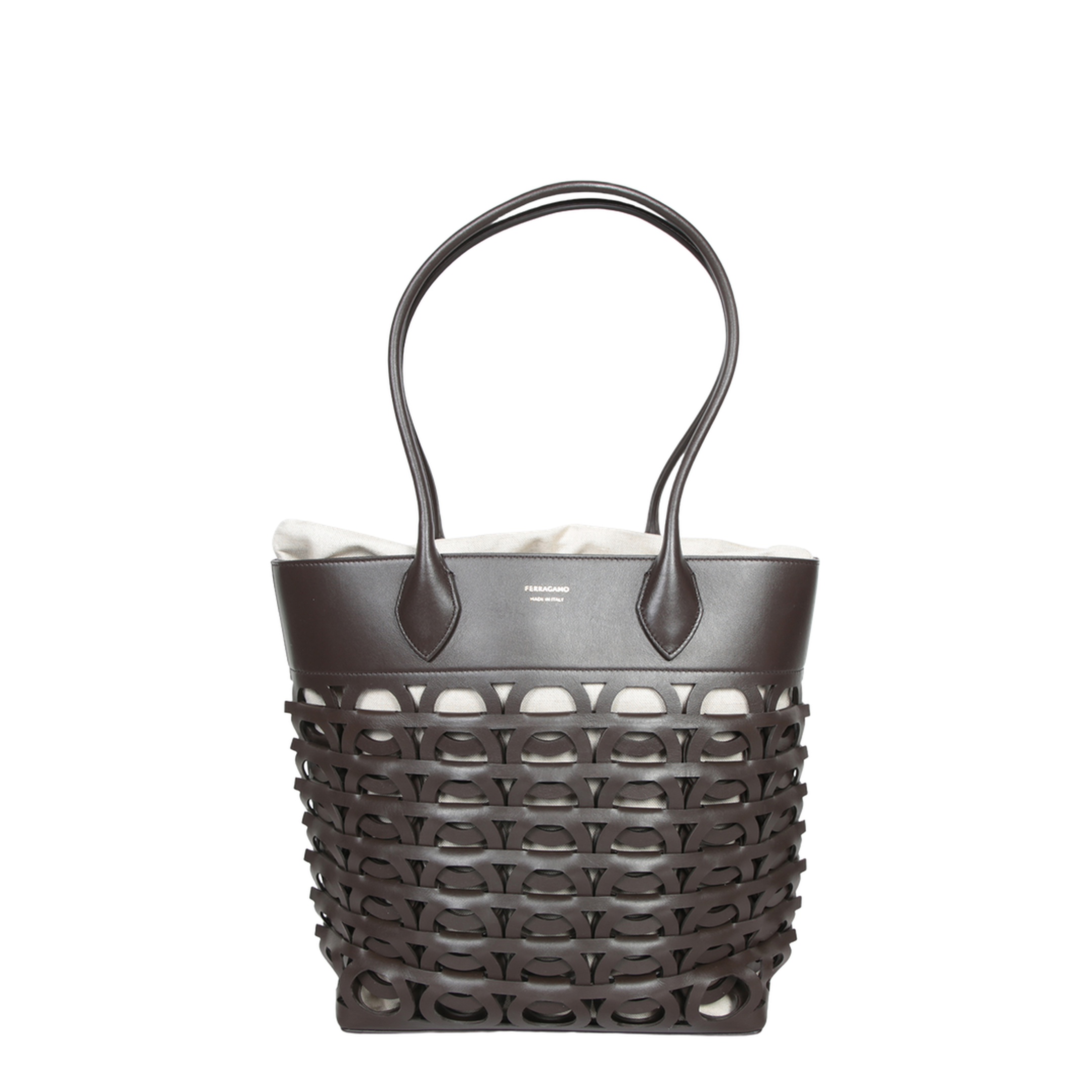 Gancini Medium Calfskin Tote - Testa di Moro - Image 1