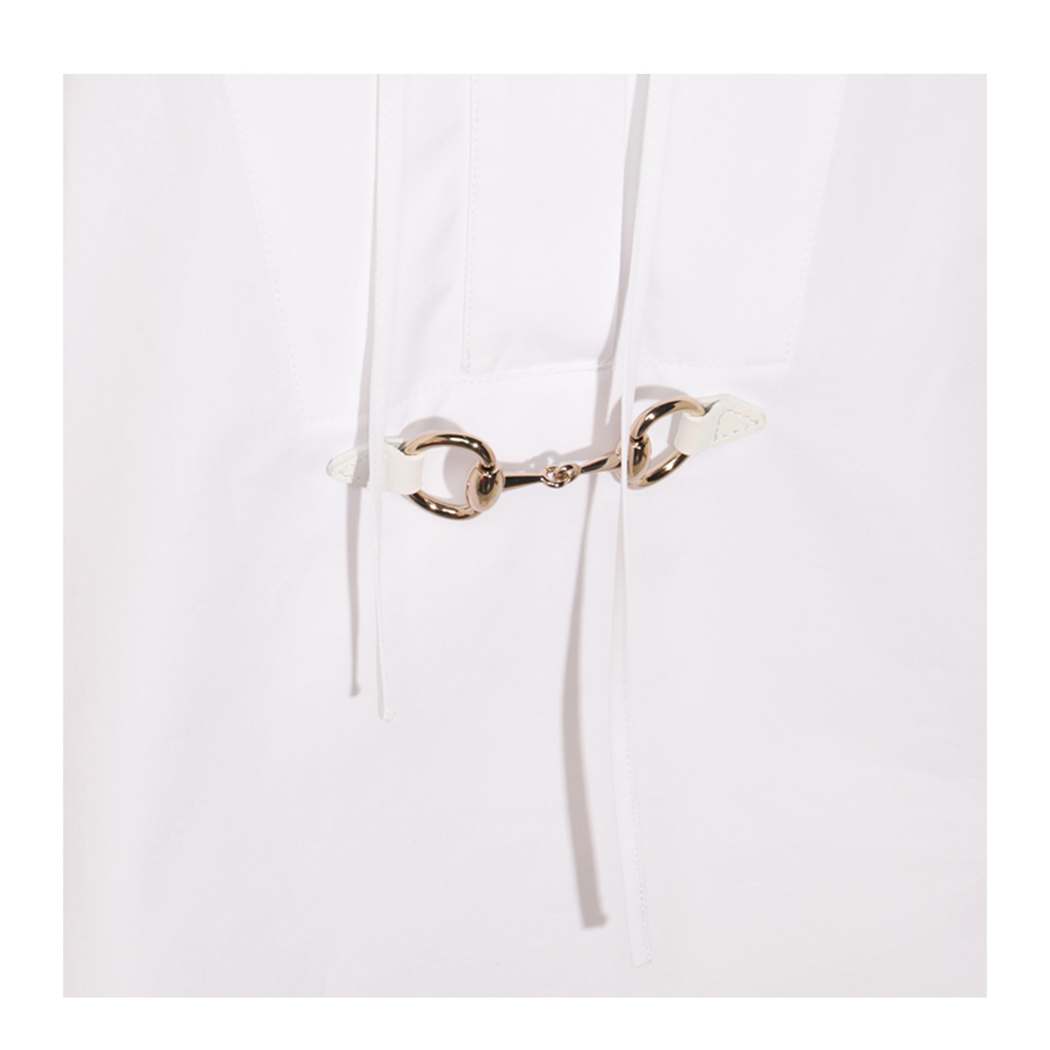 Cotton Poplin Shirt with Horsebit in White - Image 5