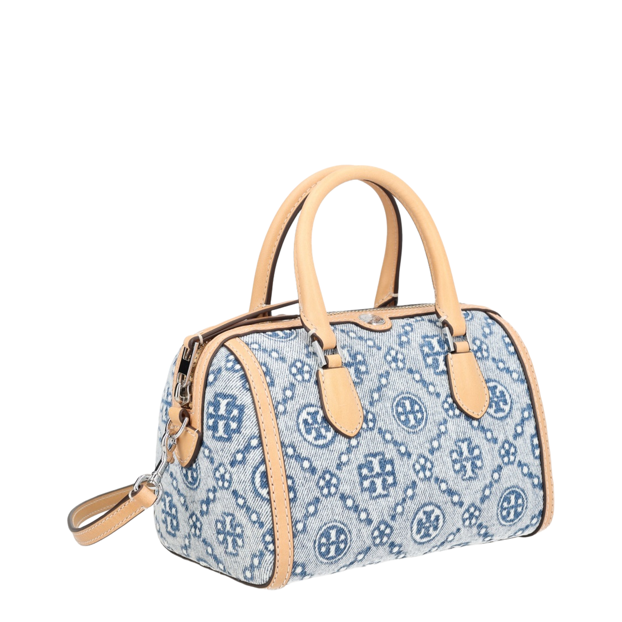 T Monogram Mini Cotton Denim Top-Handle Tote - Blue - Image 2