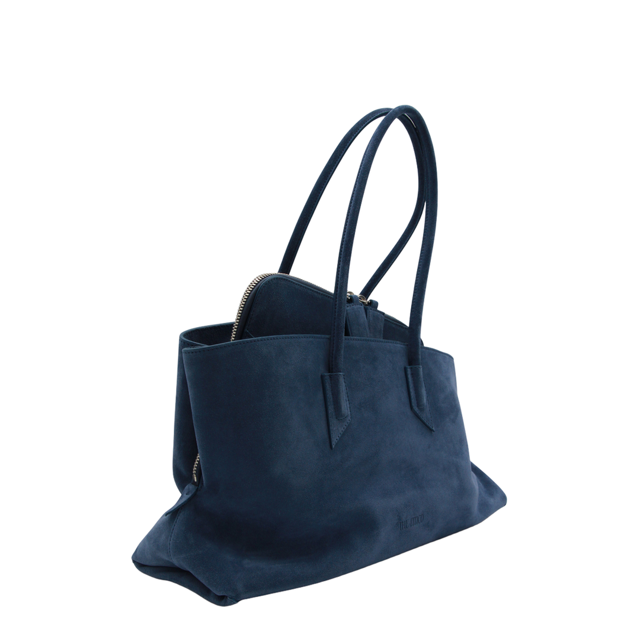 La Passeggiata Medium Suede Top Handle Bag - Sapphire Blue - Image 4