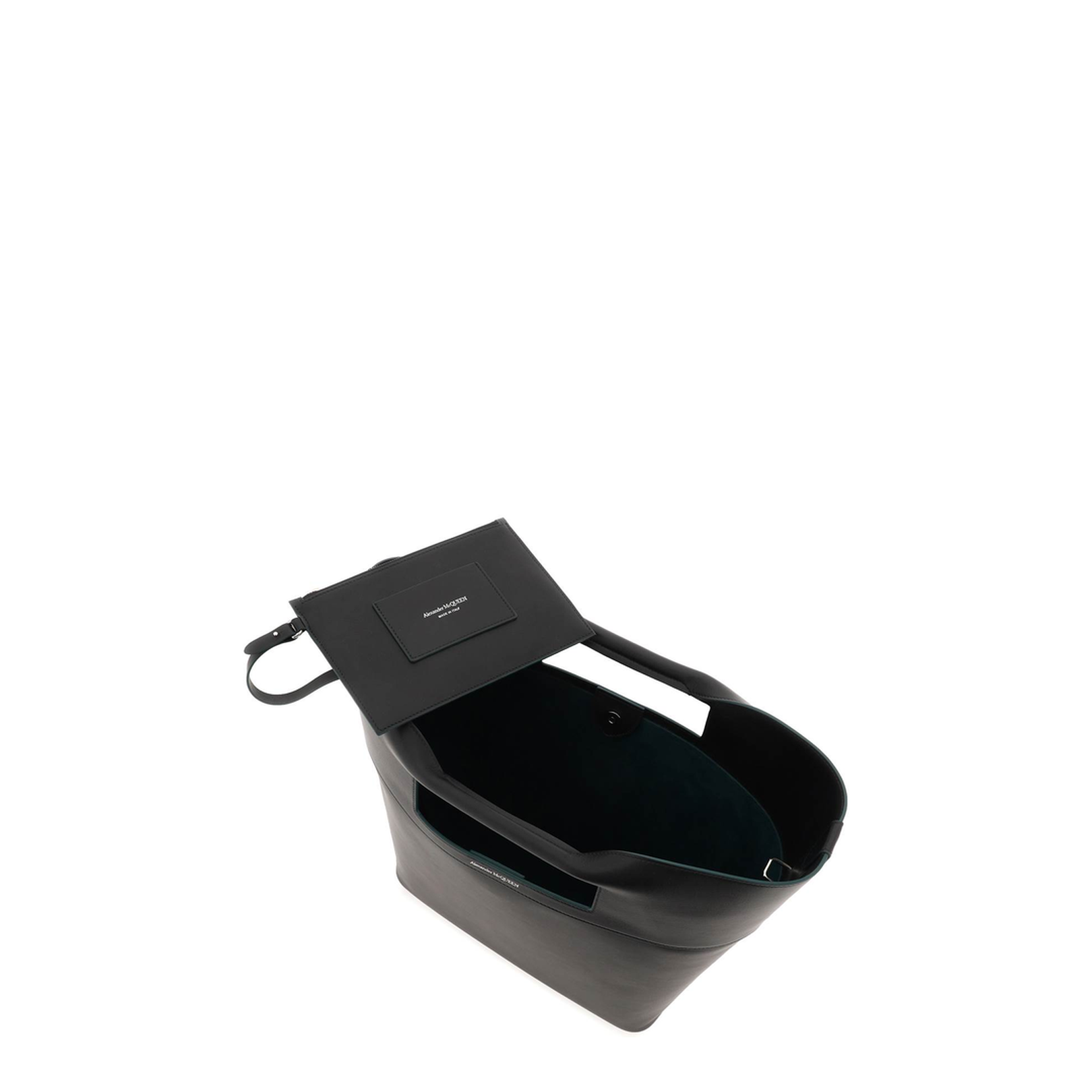 Square Bow Small Calfskin Shopping Bag - Black - Image 3