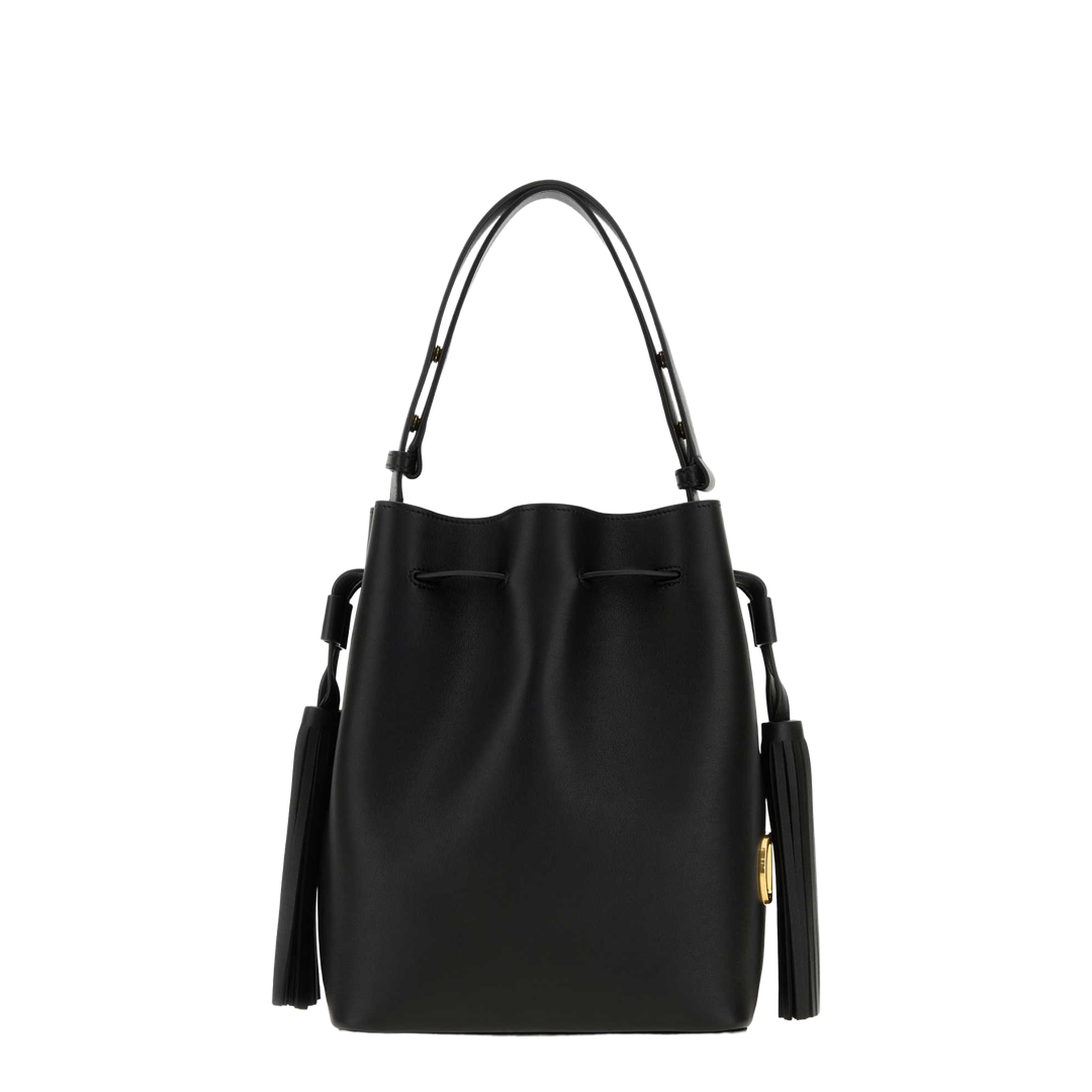 VLogo Signature Calf Leather Bucket Bag - Black - Image 1