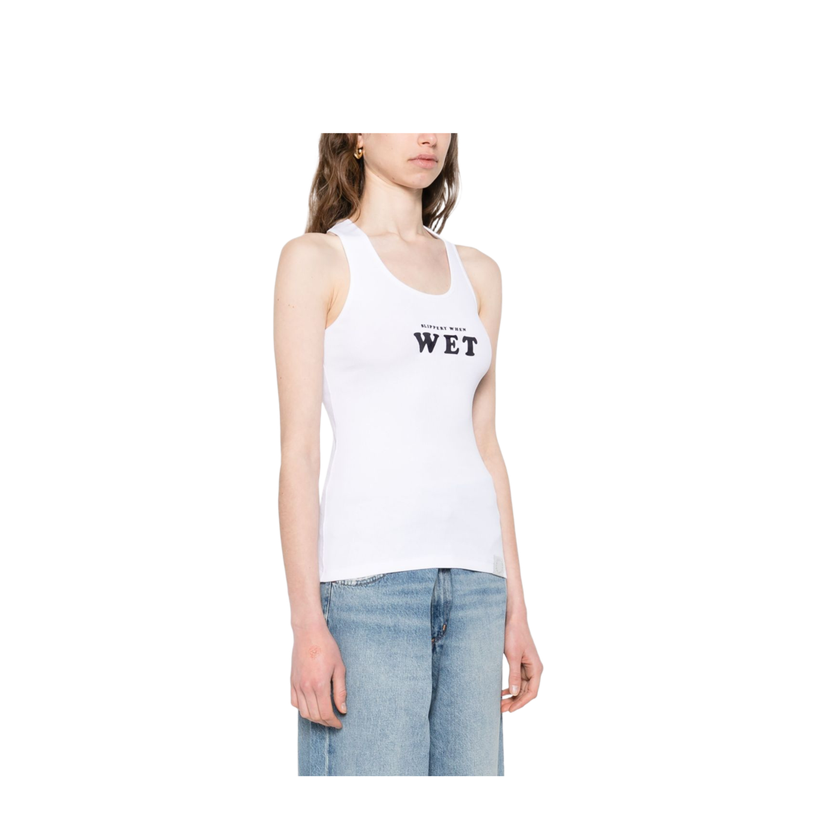 Pure White Slippery When Wet Racerback Tank Top - Image 3