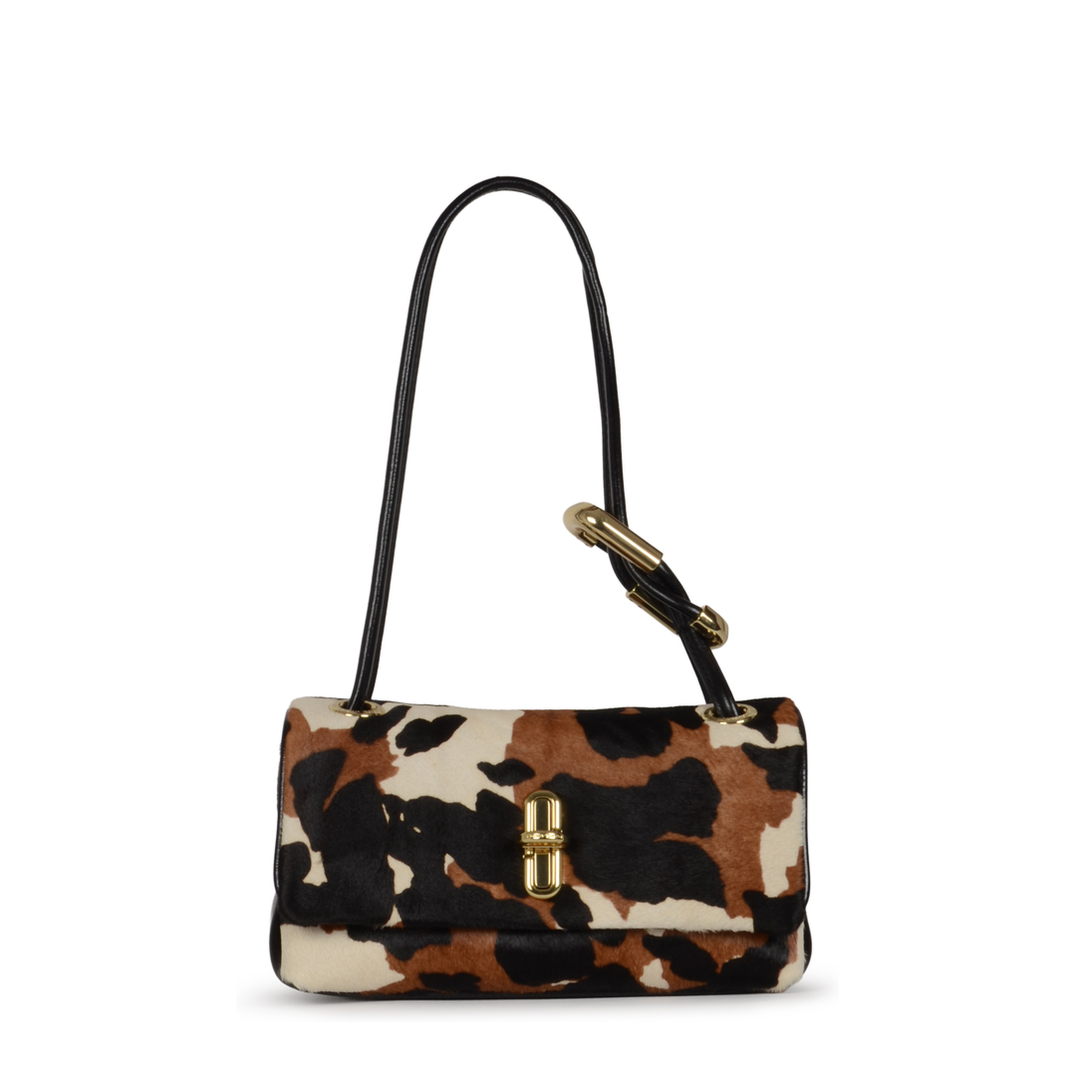 Mini Dual Hair-Calf Shoulder Bag - Brown - Image 1