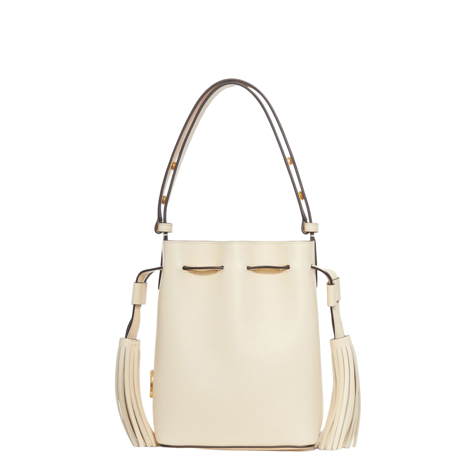Leather Bucket Bag White - Image 4