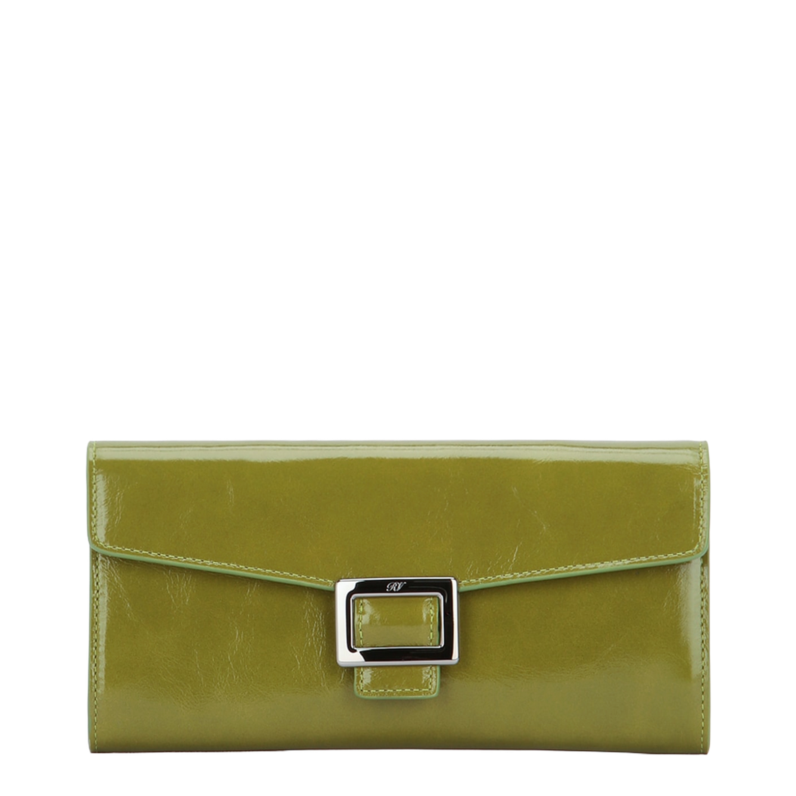 Wallet on Chain in Patent Leather Green - Image 1