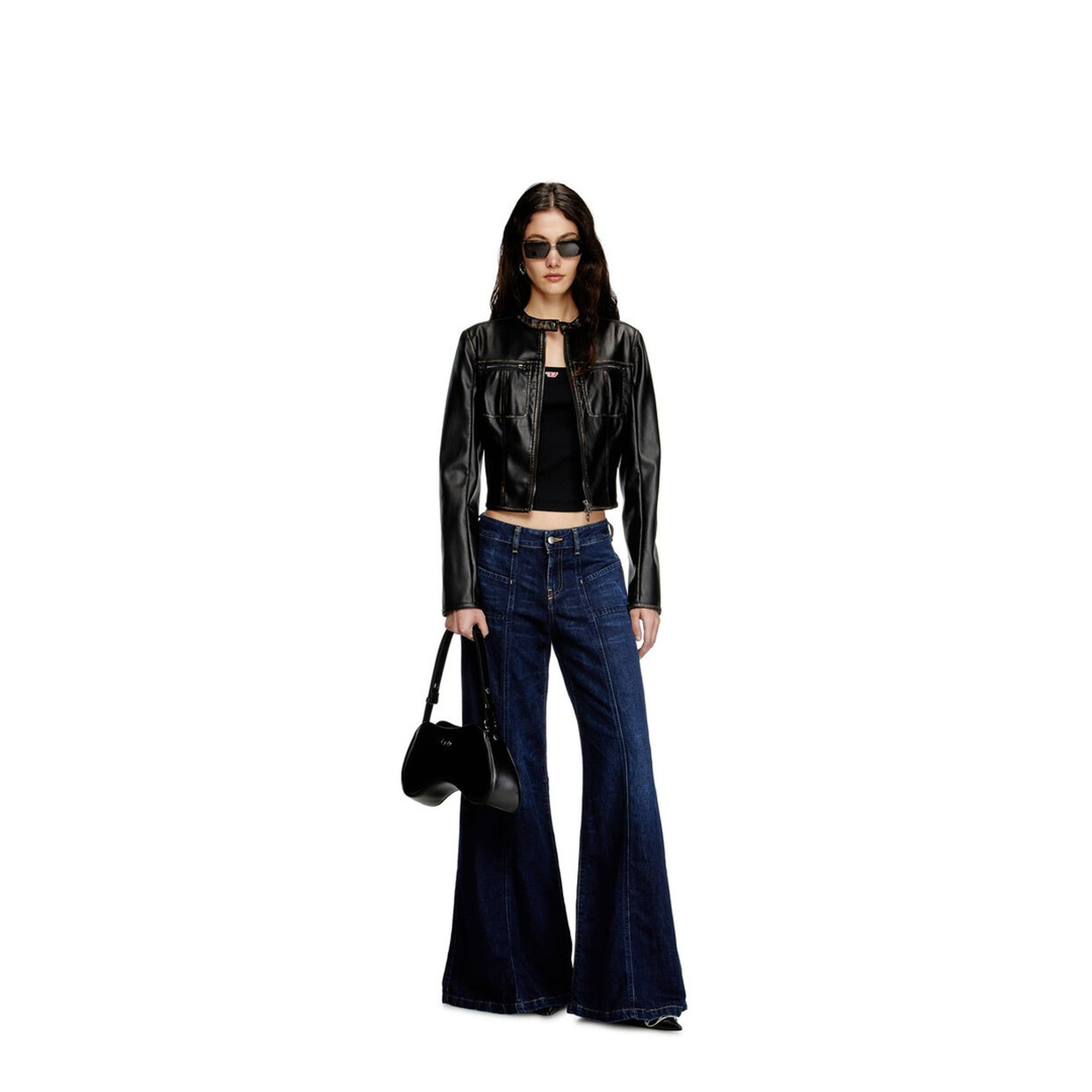 Play Semi-Gloss Leather Shoulder Bag - Black - Image 7
