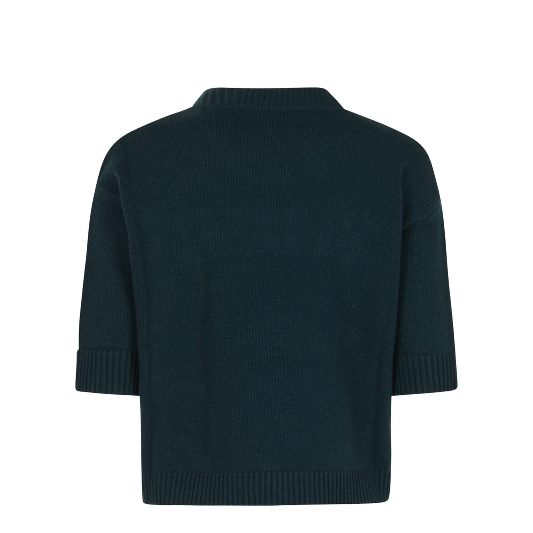 Soft Wool Top with Intarsia in Dark Green - Image 3