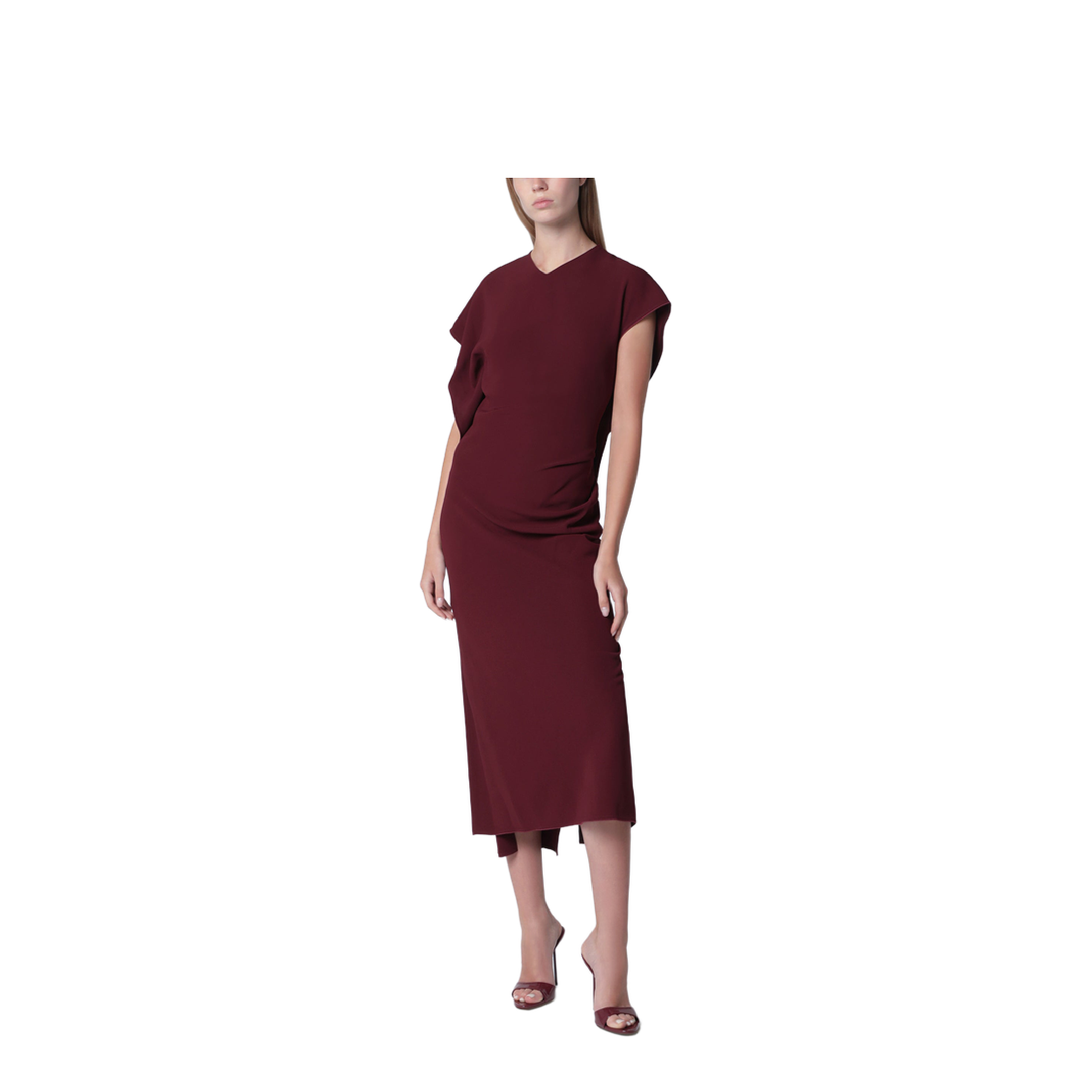 Stretch Cady Ankle-Length Dress in Cinnabar Red - Image 1