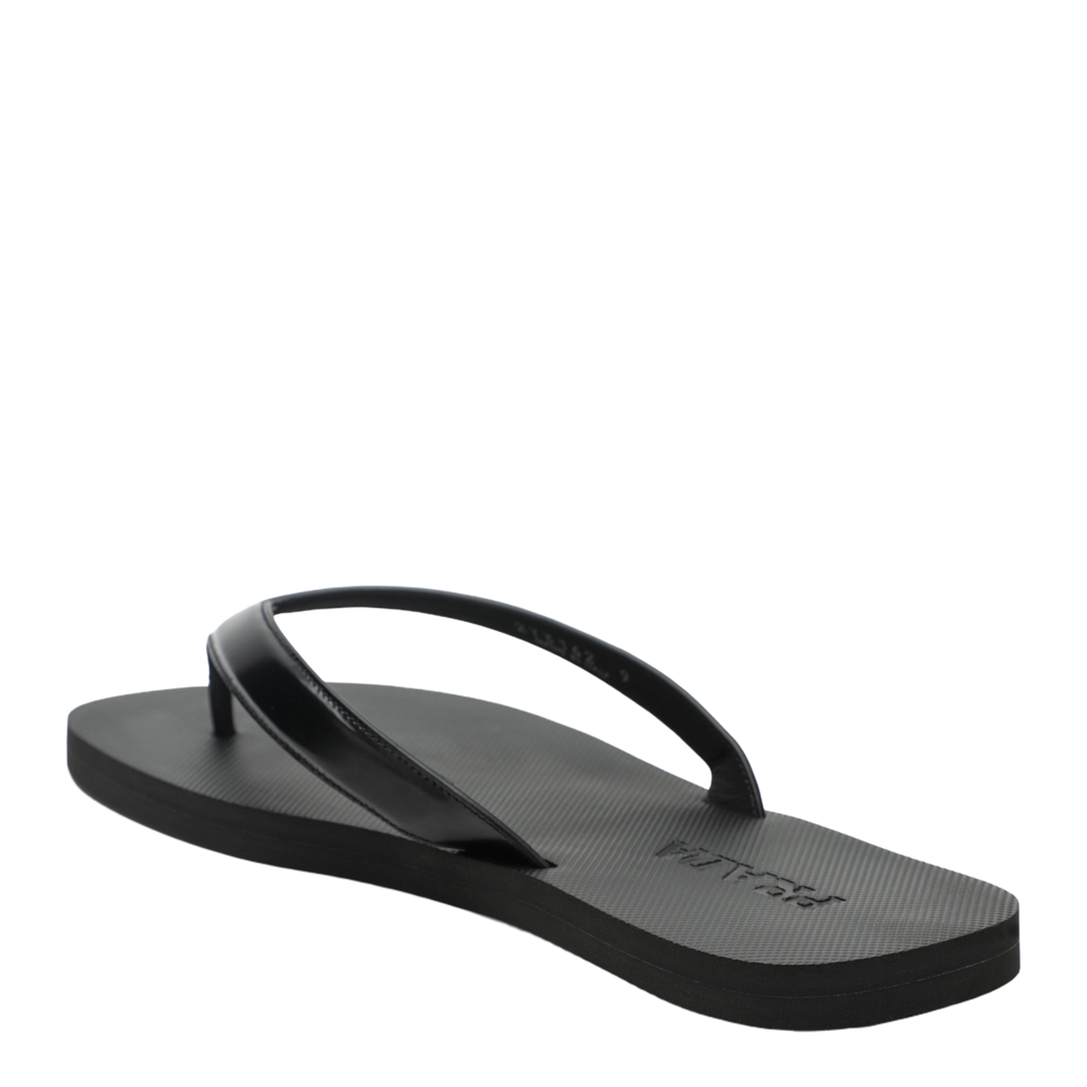 Black Brushed Leather Flip-Flop Sandals - Image 2