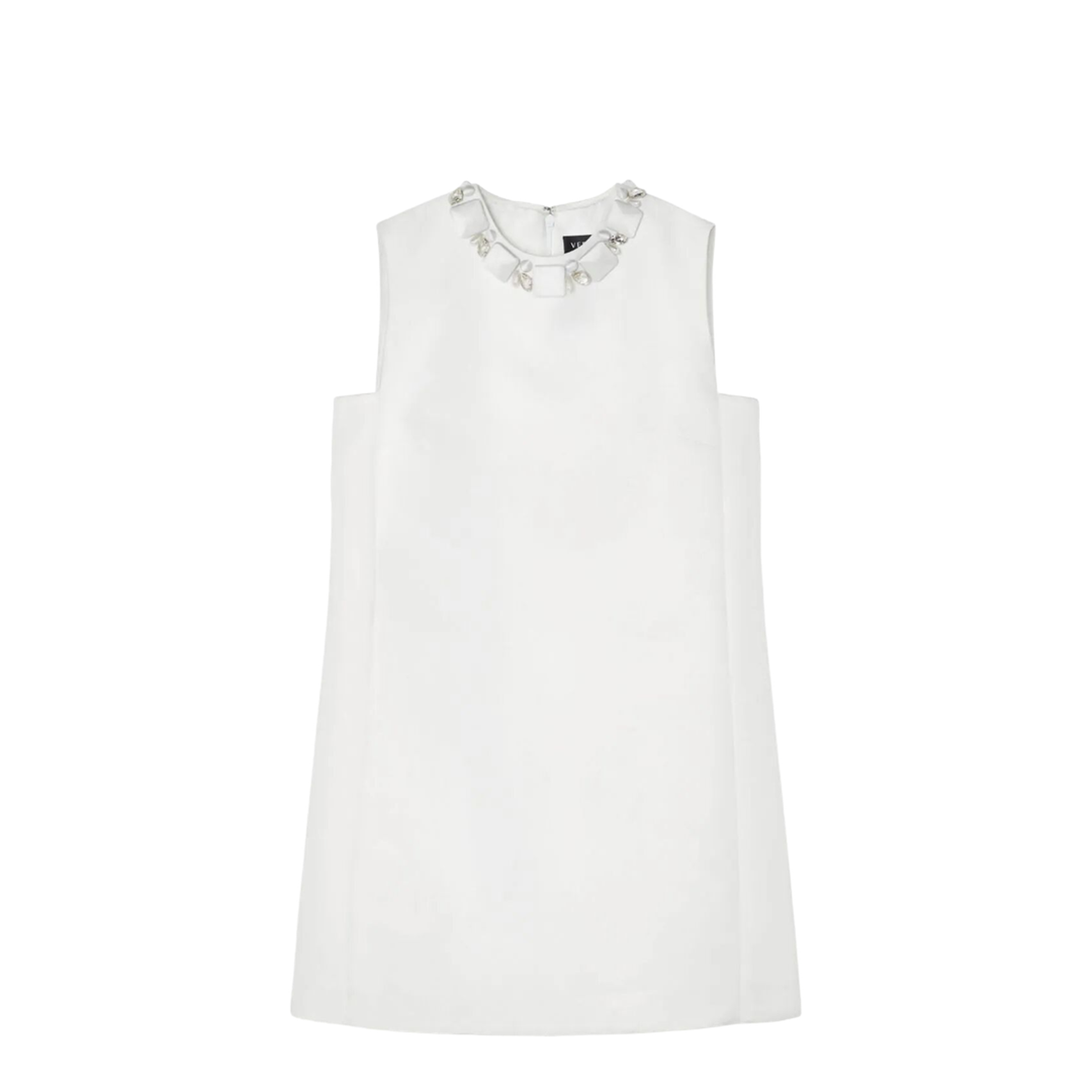 White Sleeveless Mini Dress in Silk Blend - Image 1