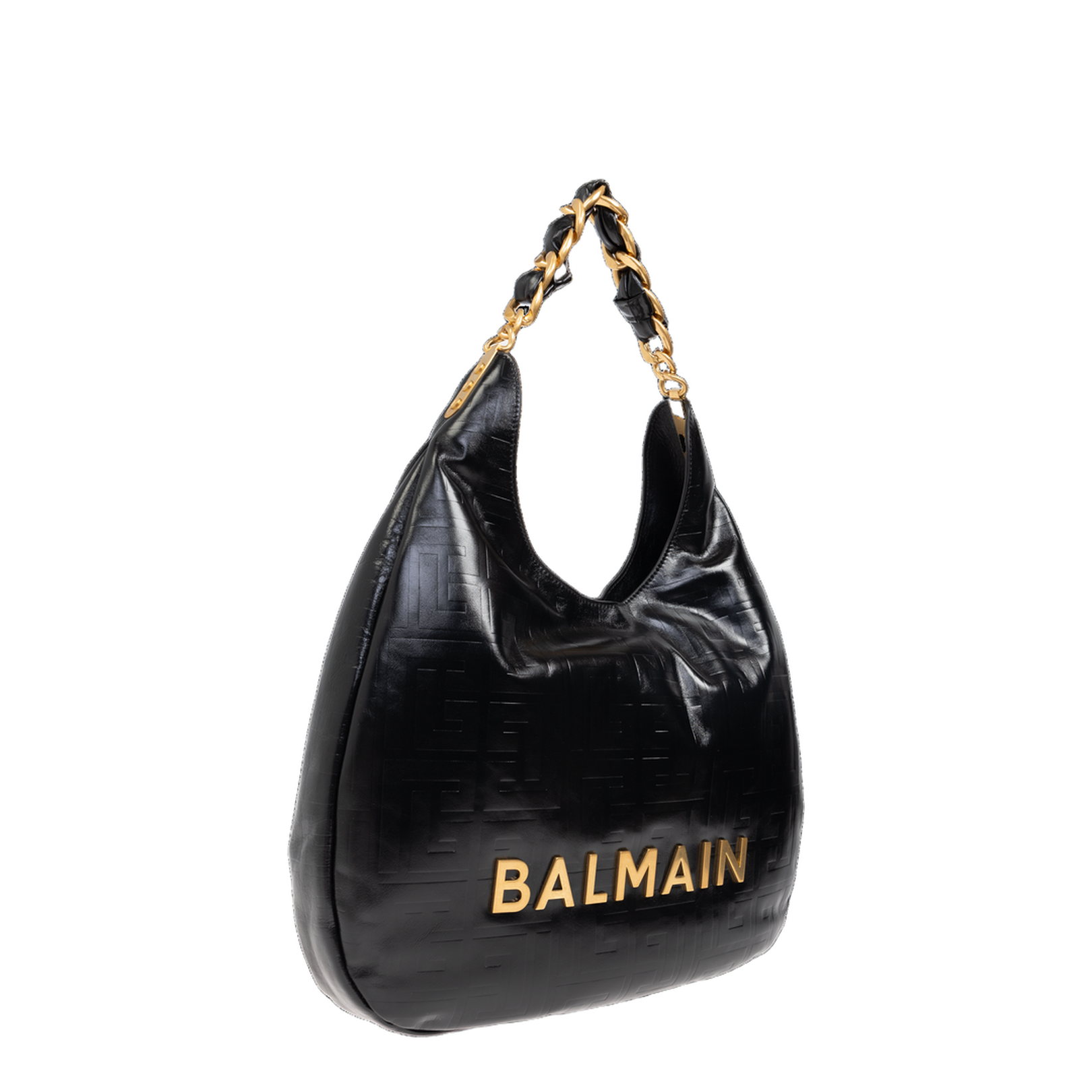 Large Black Calf Leather Bag with Gold Logo - Image 4