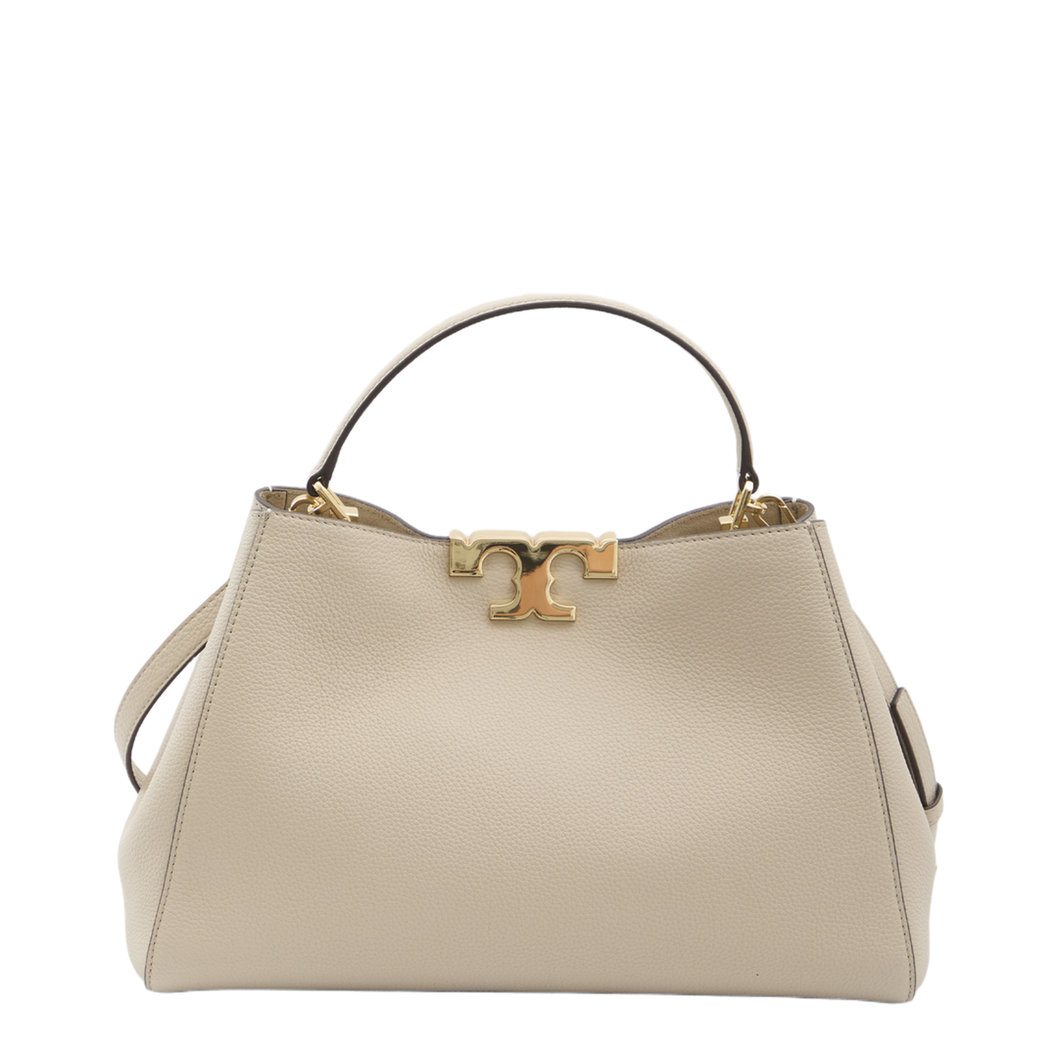 Eleanor Pebbled Leather Satchel - Light Stone - Image 1