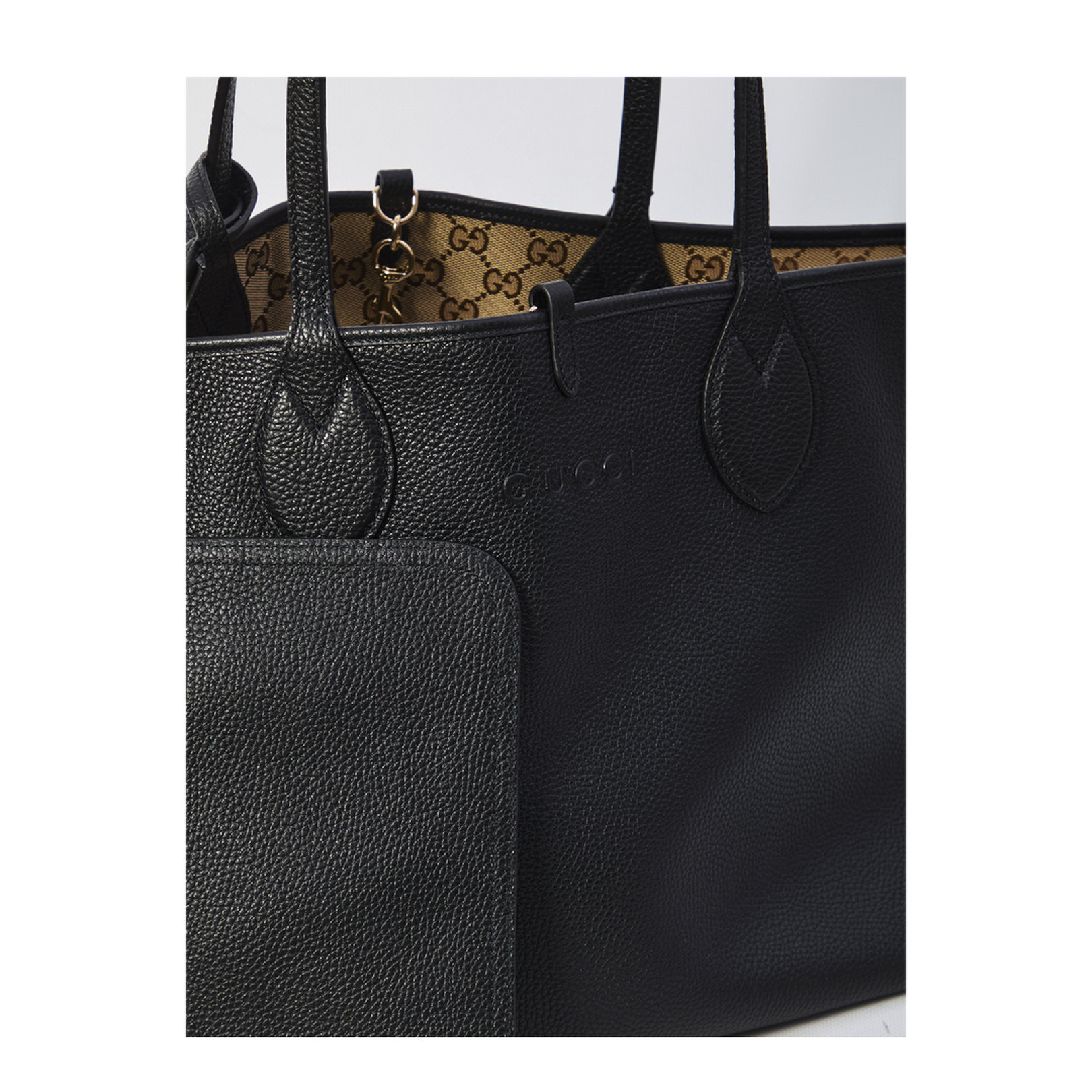 Totissima Large Leather Reversible Tote - Black - Image 4