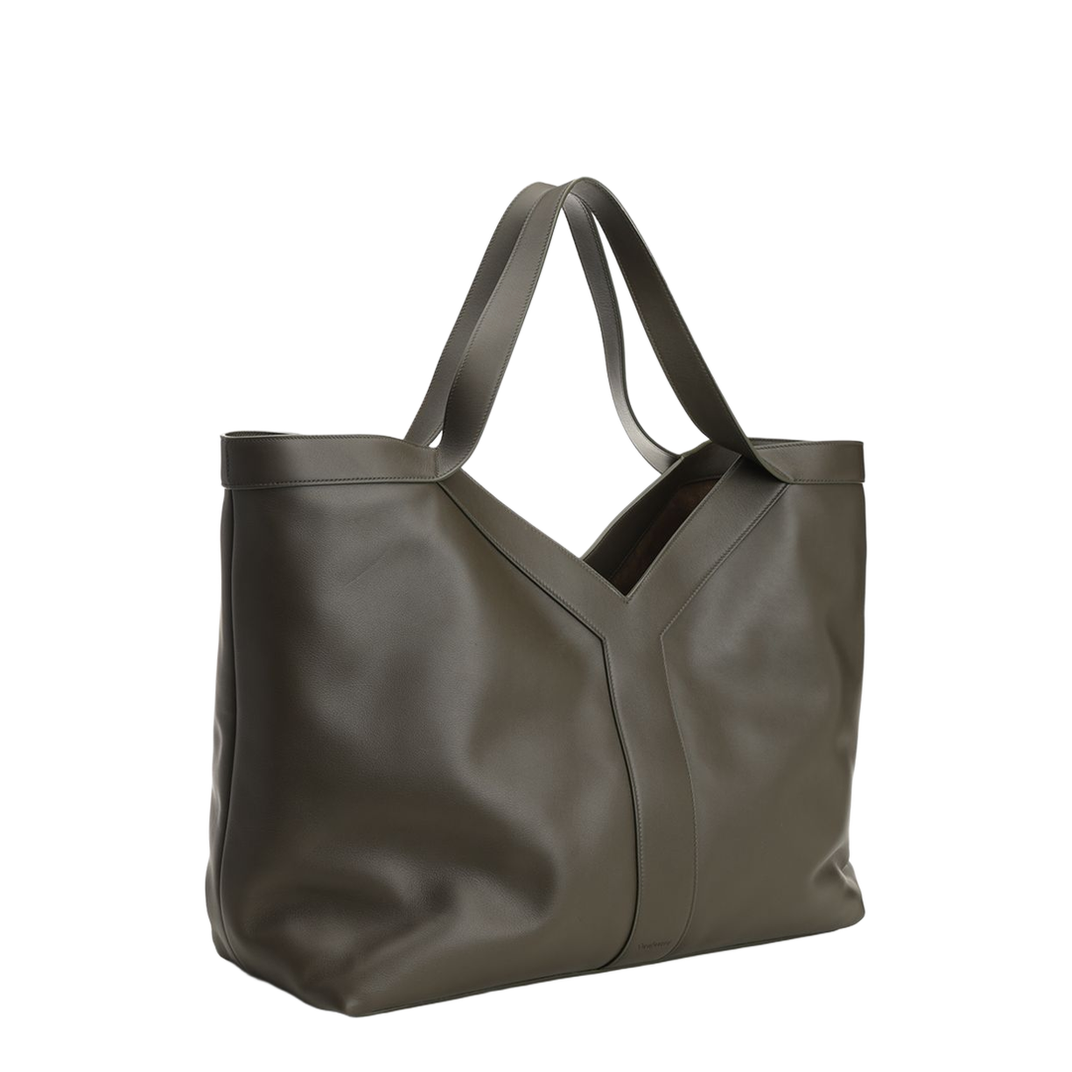 Y Large Smooth Leather Tote in Light Musk - Image 5