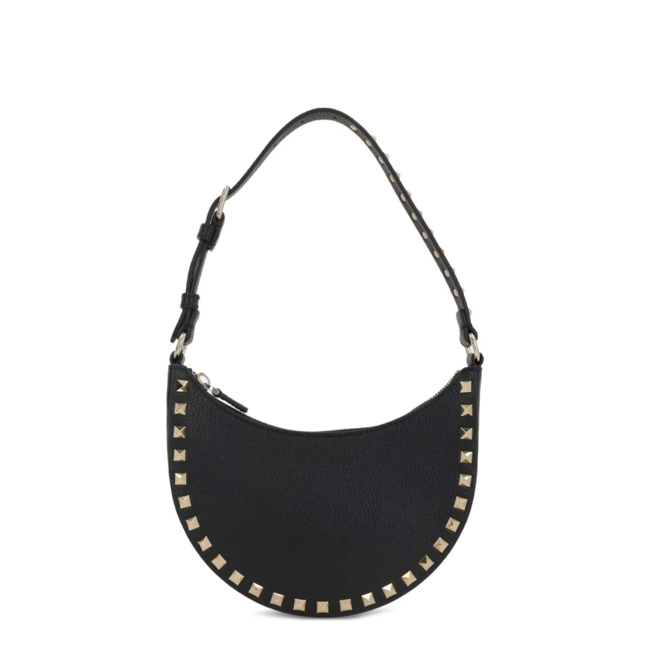 Rockstud Mini Grainy Calfskin Hobo Bag - Black - Image 1