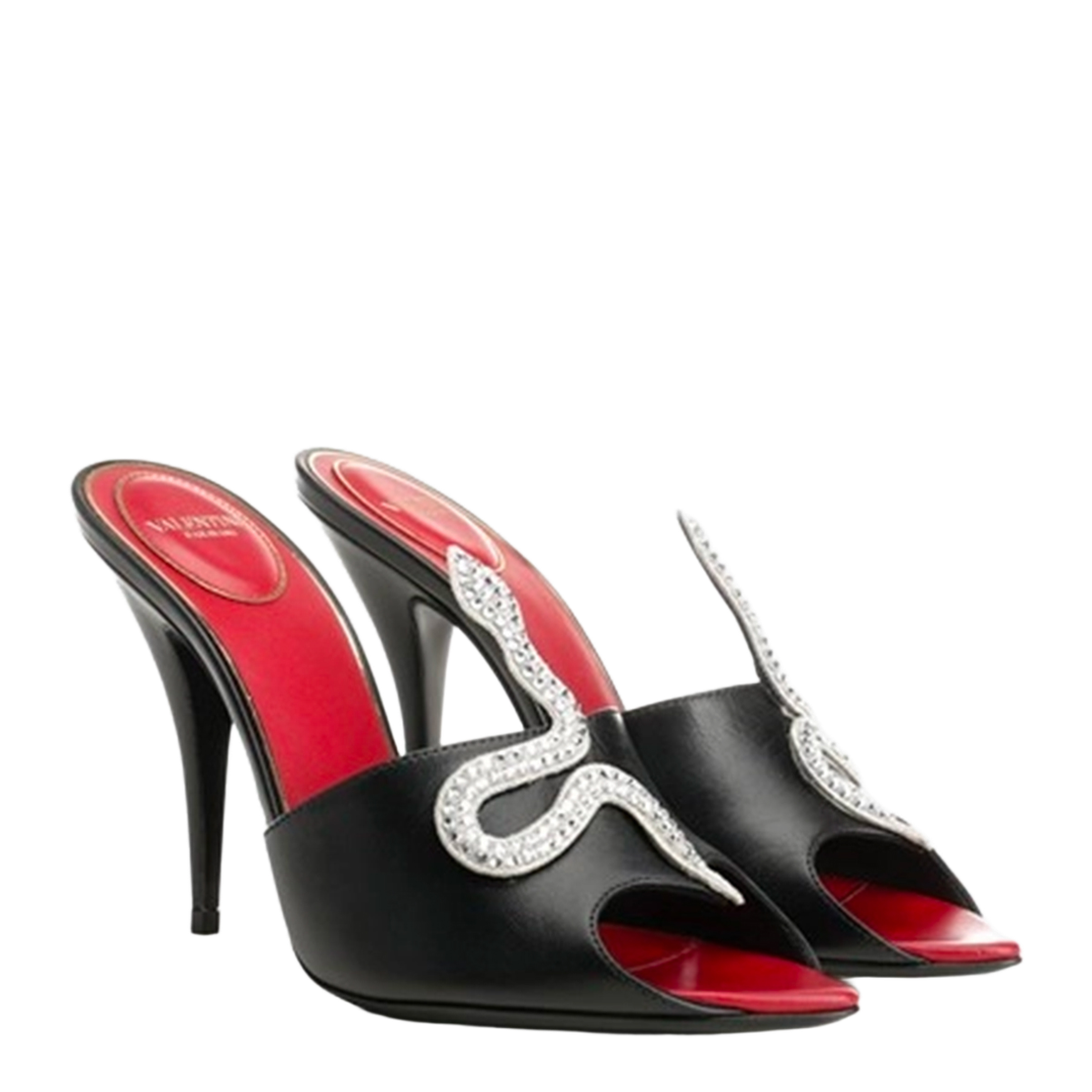 Black Coeur Vipère Slide Sandals in Goatskin - Image 6