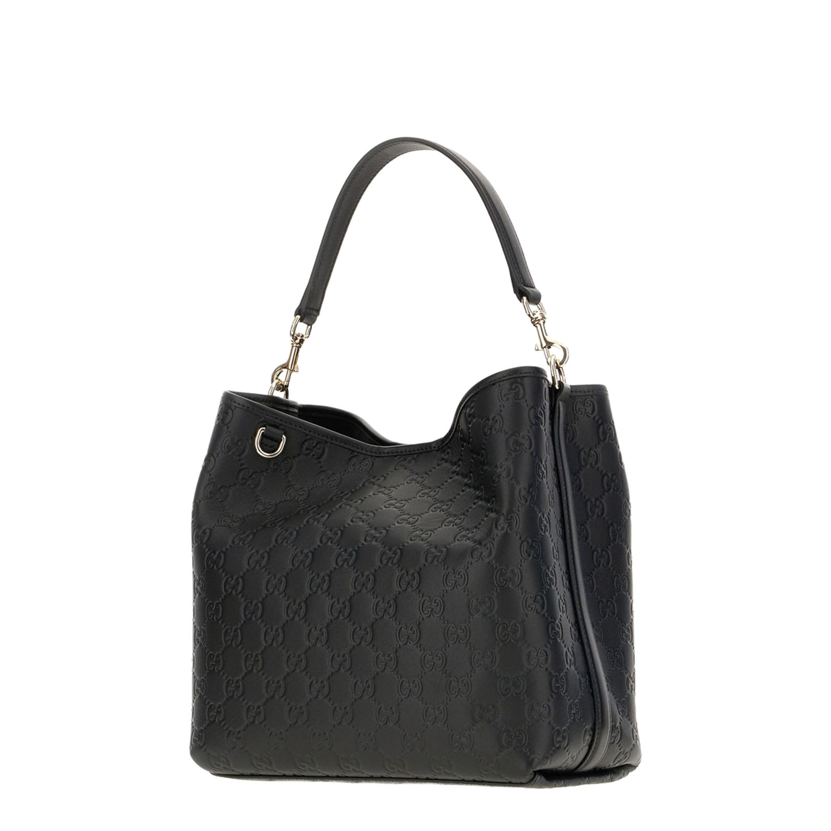 GG Emblem Small Leather Bucket Bags - Black - Image 3