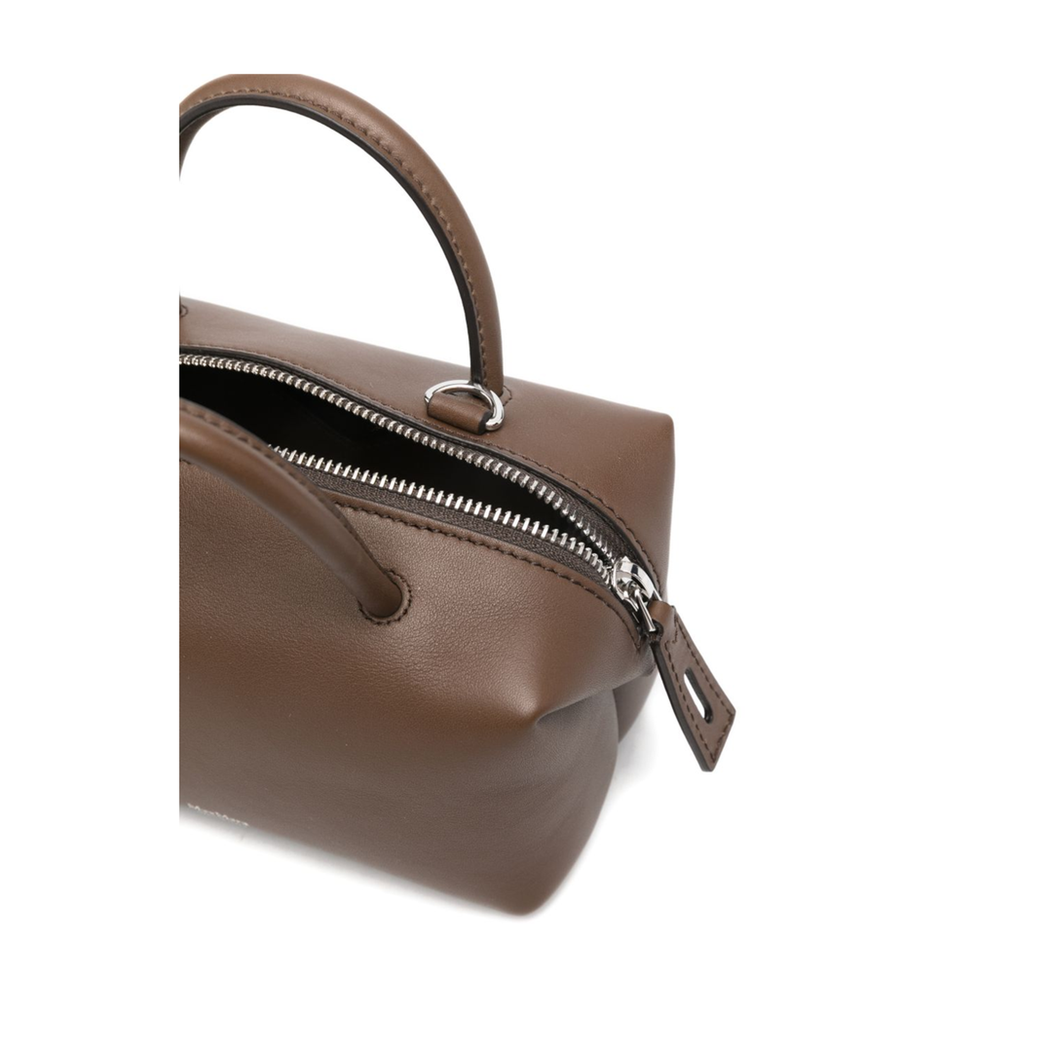 Zipped Leather Handbag - Brown - Image 2