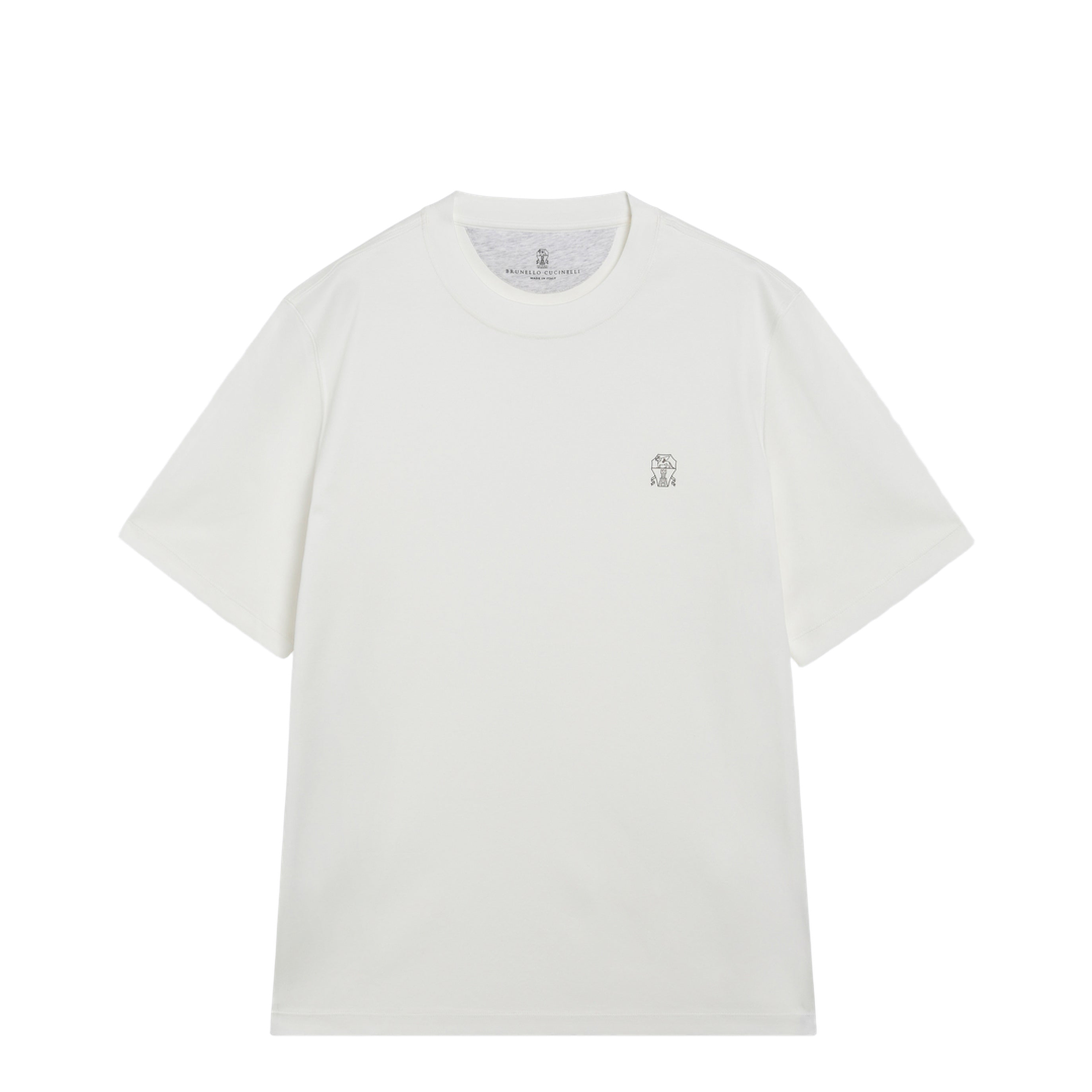Crew-neck Cotton Jersey T-shirt with Logo in Off White - Image 1