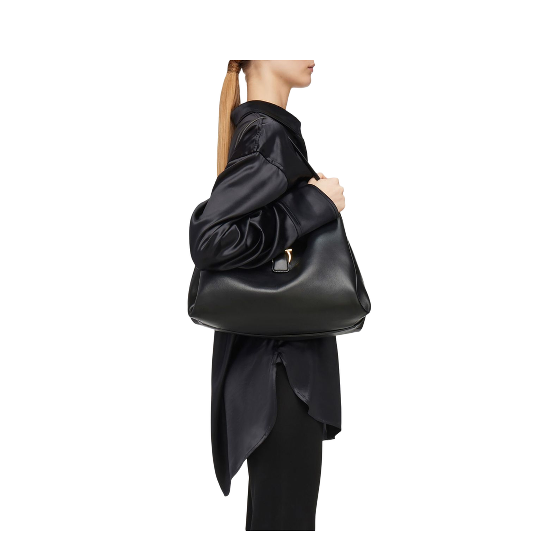Gancini Calfskin Tote - Black - Image 5
