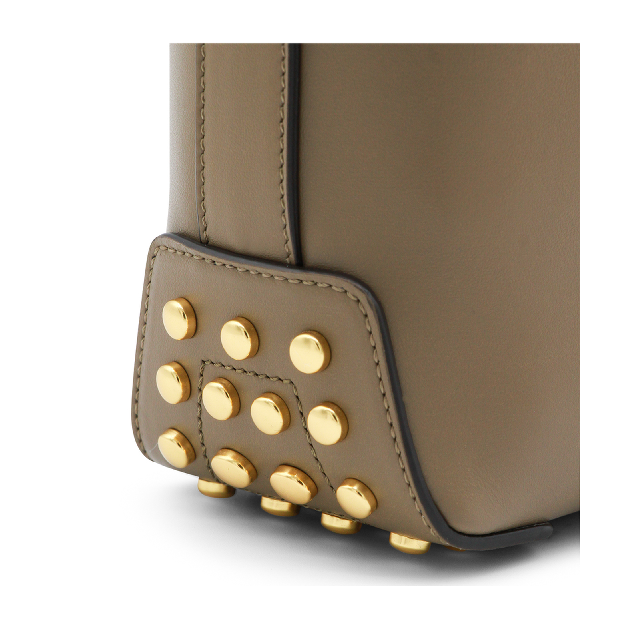 Metal Dots Mini Calfskin Shoulder Bag - Dove Grey - Image 7