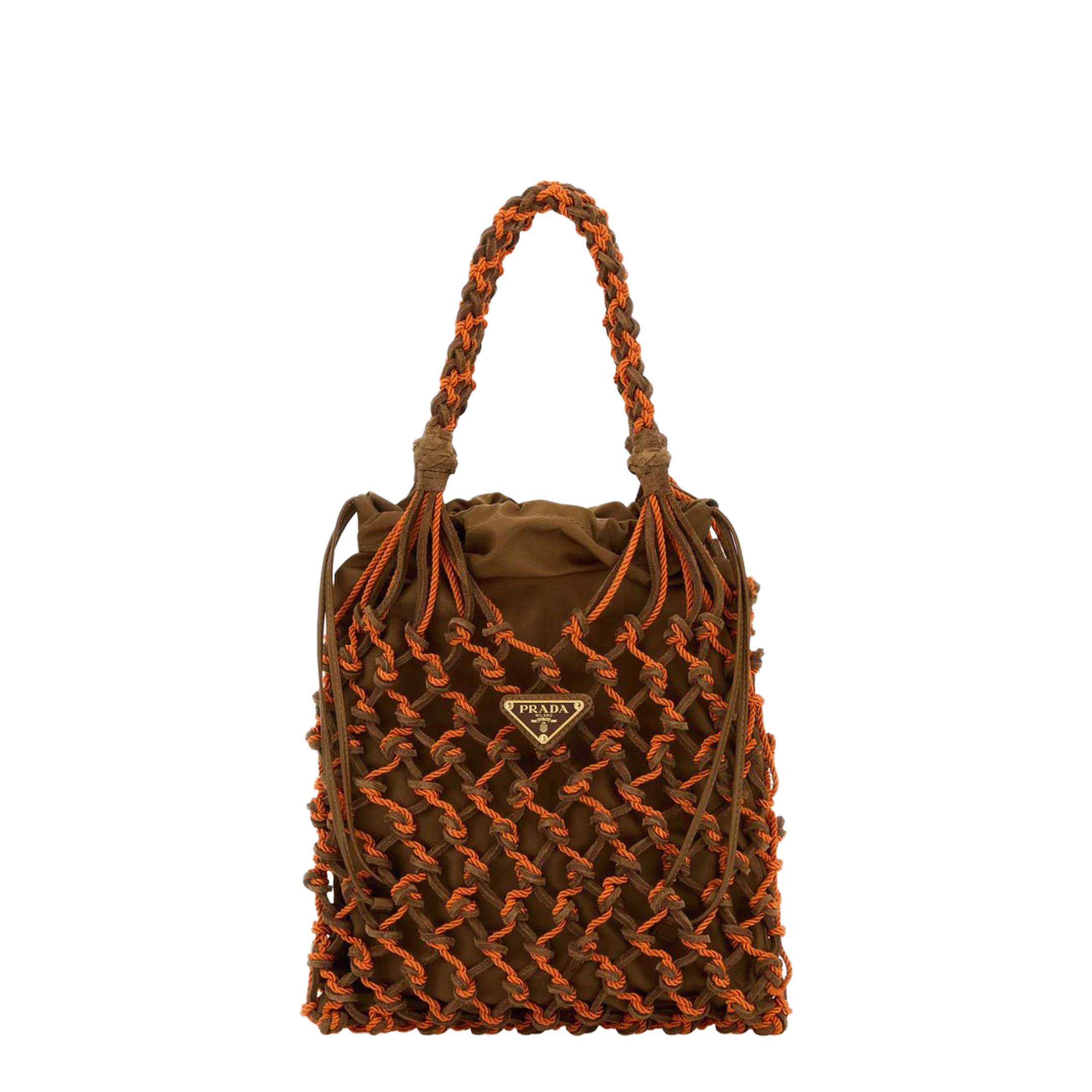 Two-tone Mesh Handbag - Cocoa Brown - Image 1