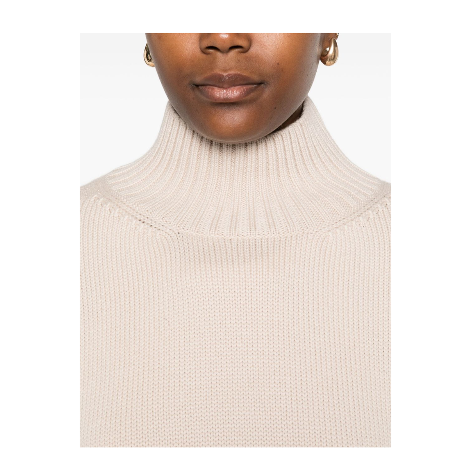 Powder Virgin Wool Ribbed High-Neck Sweater - Image 3