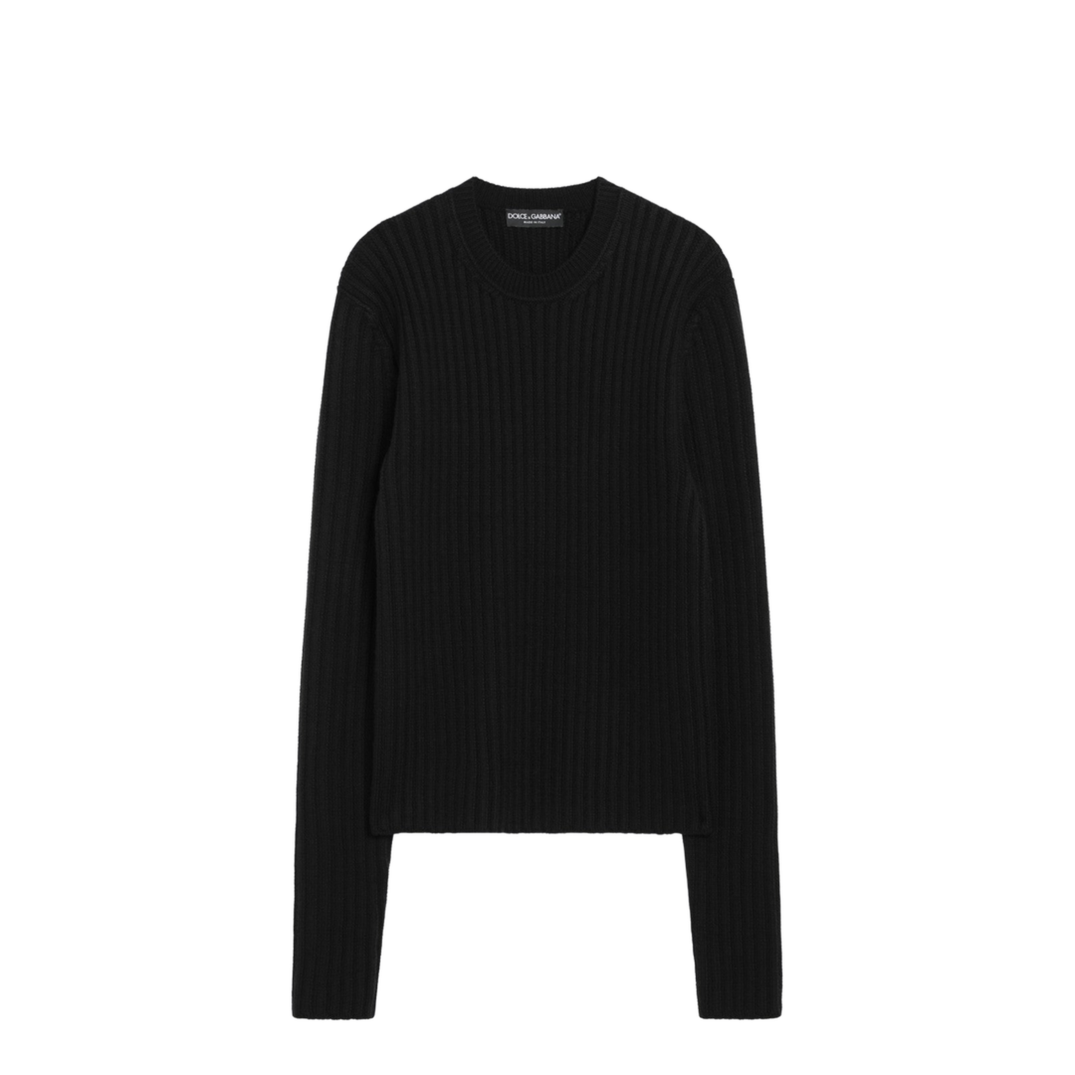 Black Ribbed Wool Sweater - Image 1