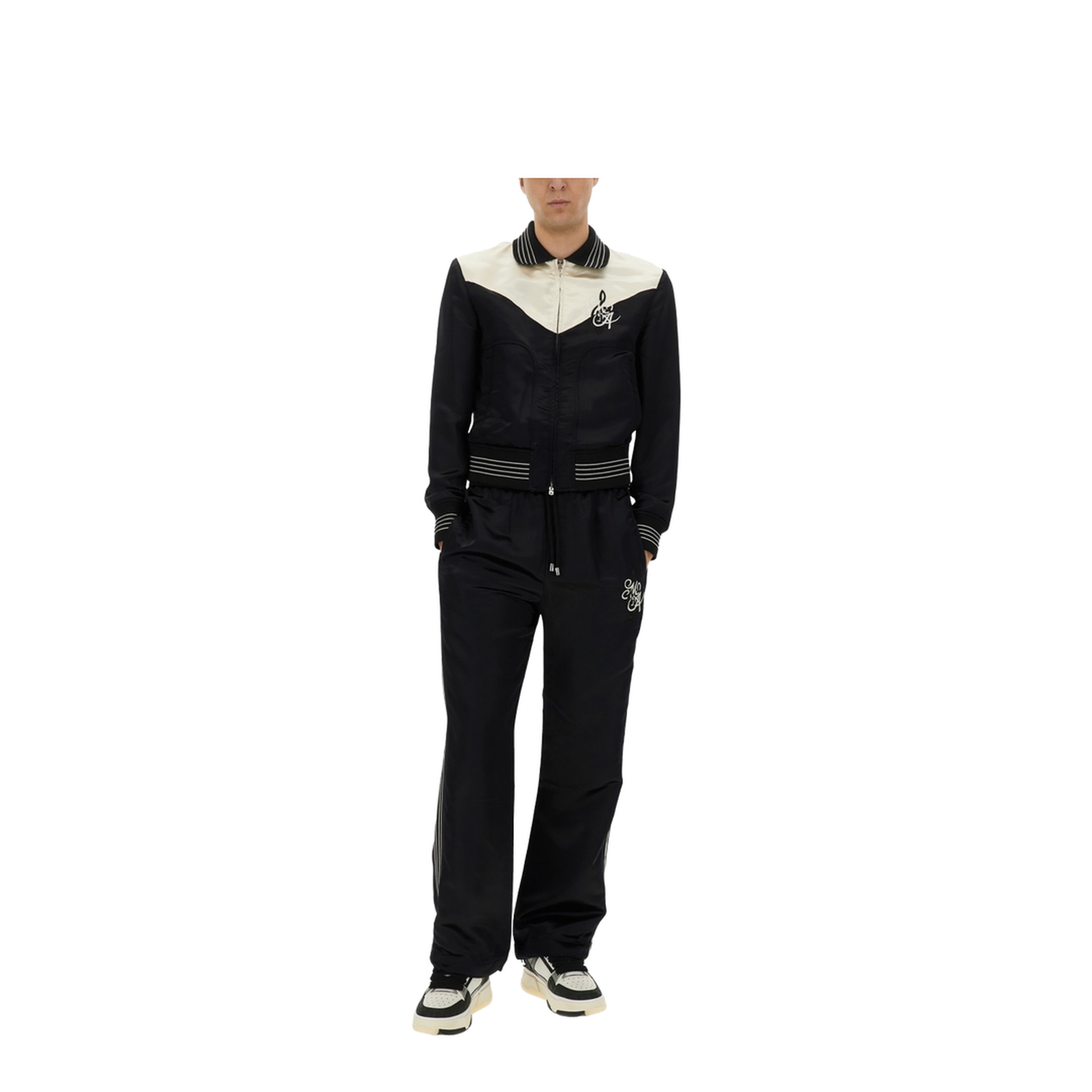 Music Black Polyester Blend Bomber Jacket - Image 2