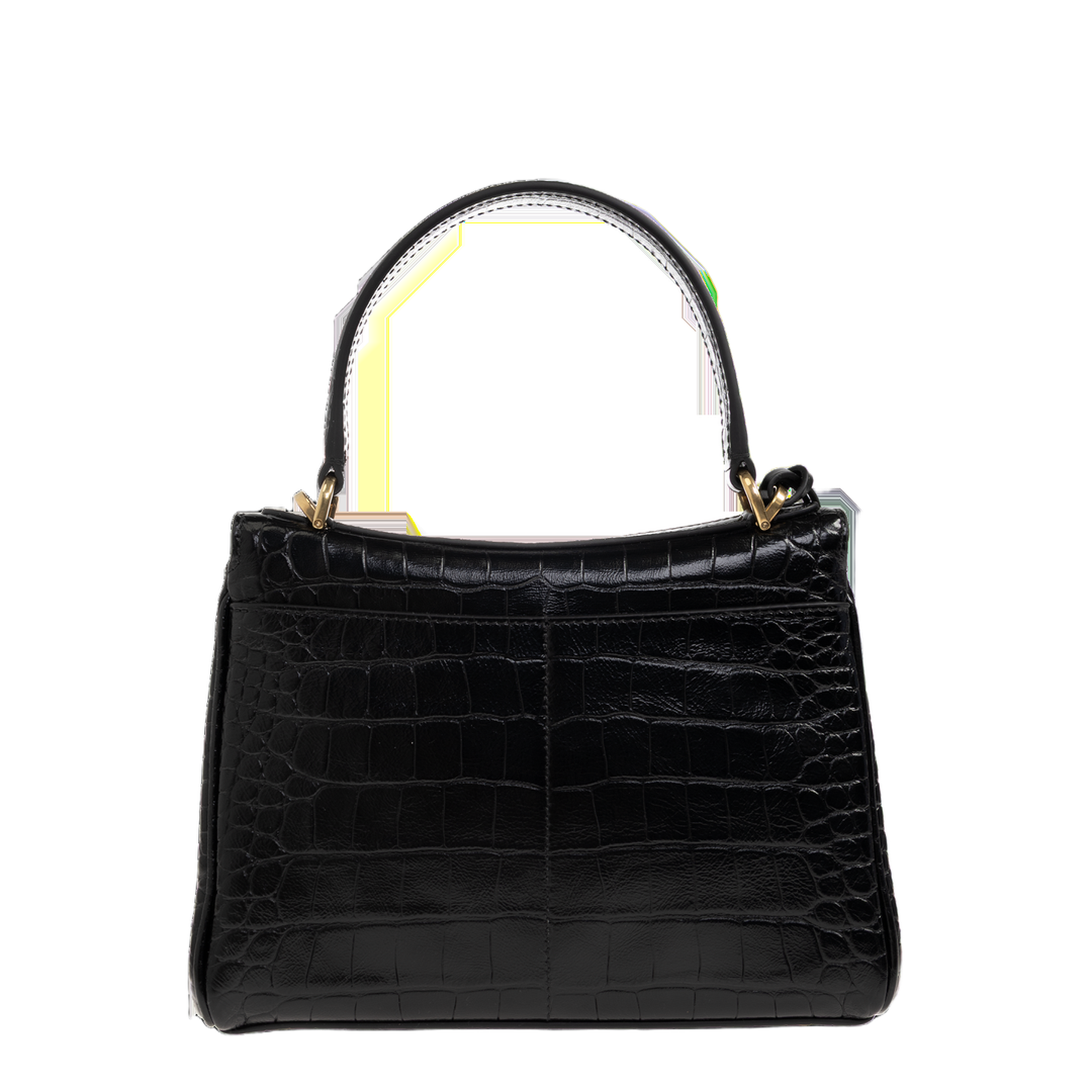 Rodeo Mini Croc-Embossed Calfskin Handbag - Black - Image 3