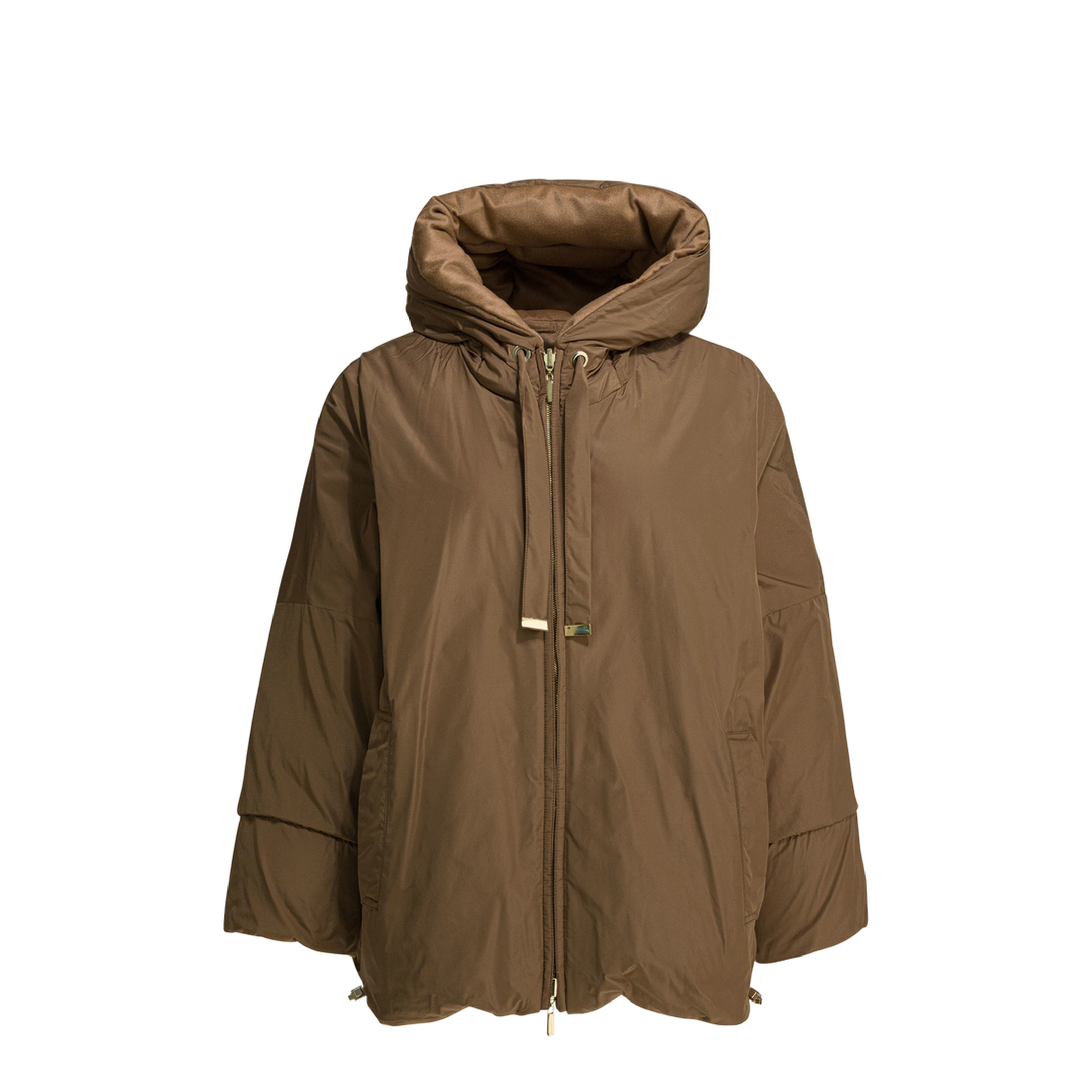 Short Down Jacket In Camel Wool - Image 2