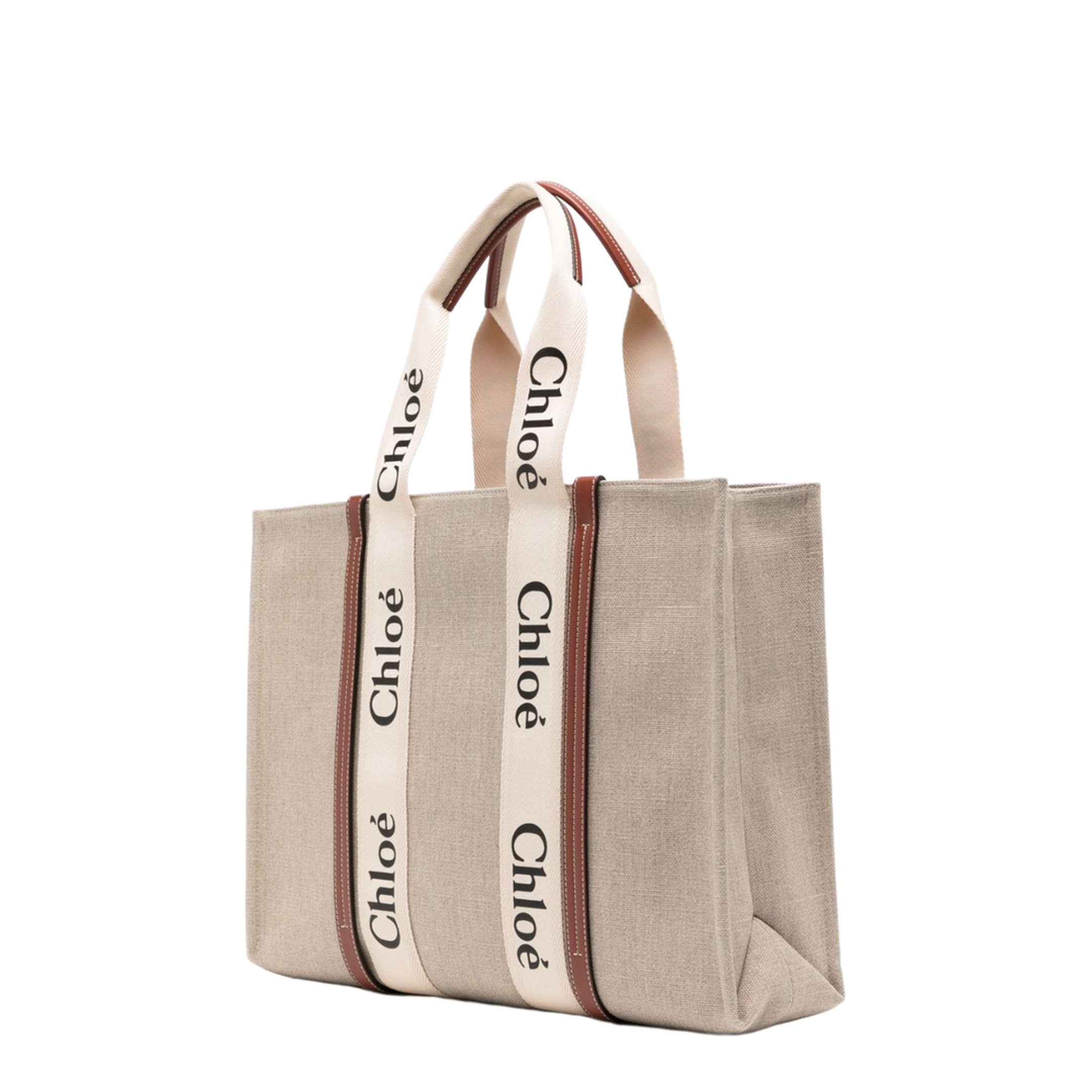 Woody Large Linen Tote - Beige - Image 3
