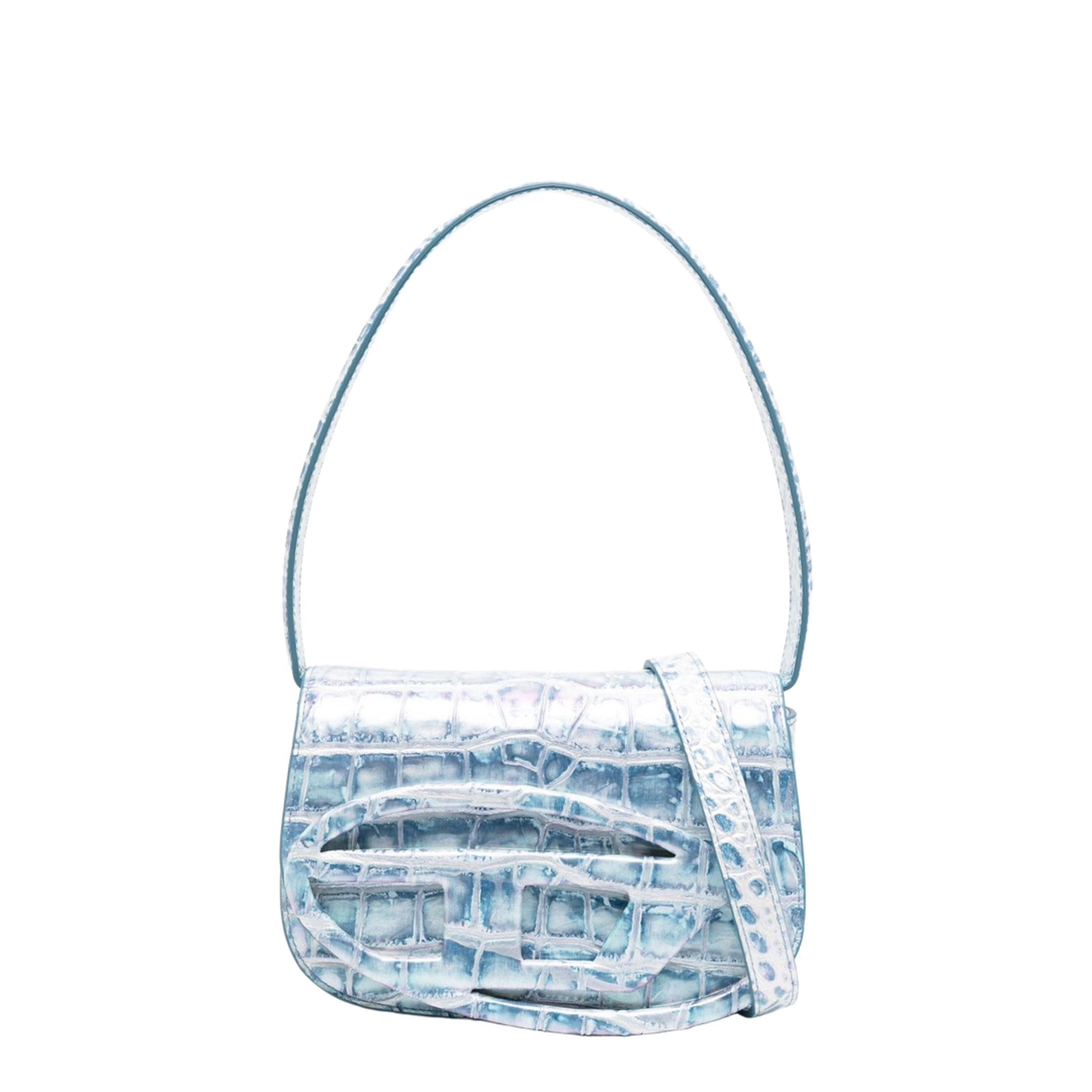 1DR Shoulder Bag Medium Polyurethane - Clear Blue - Image 1