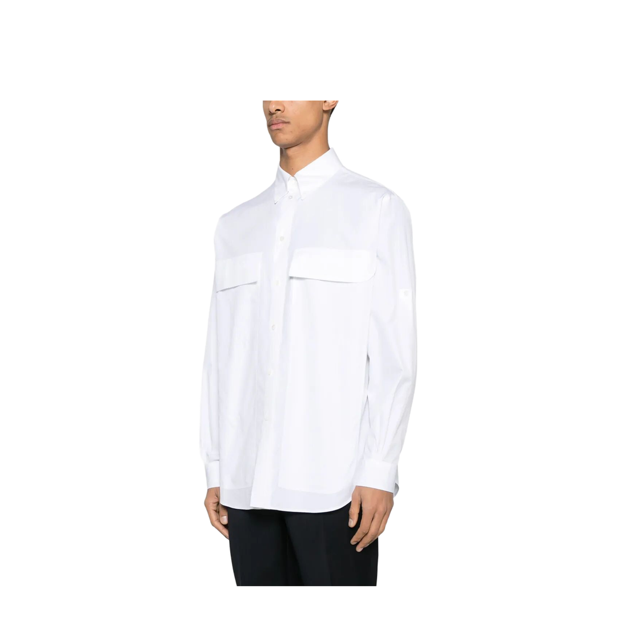 Topstitched Roma Lettering Cotton Shirt - Image 2