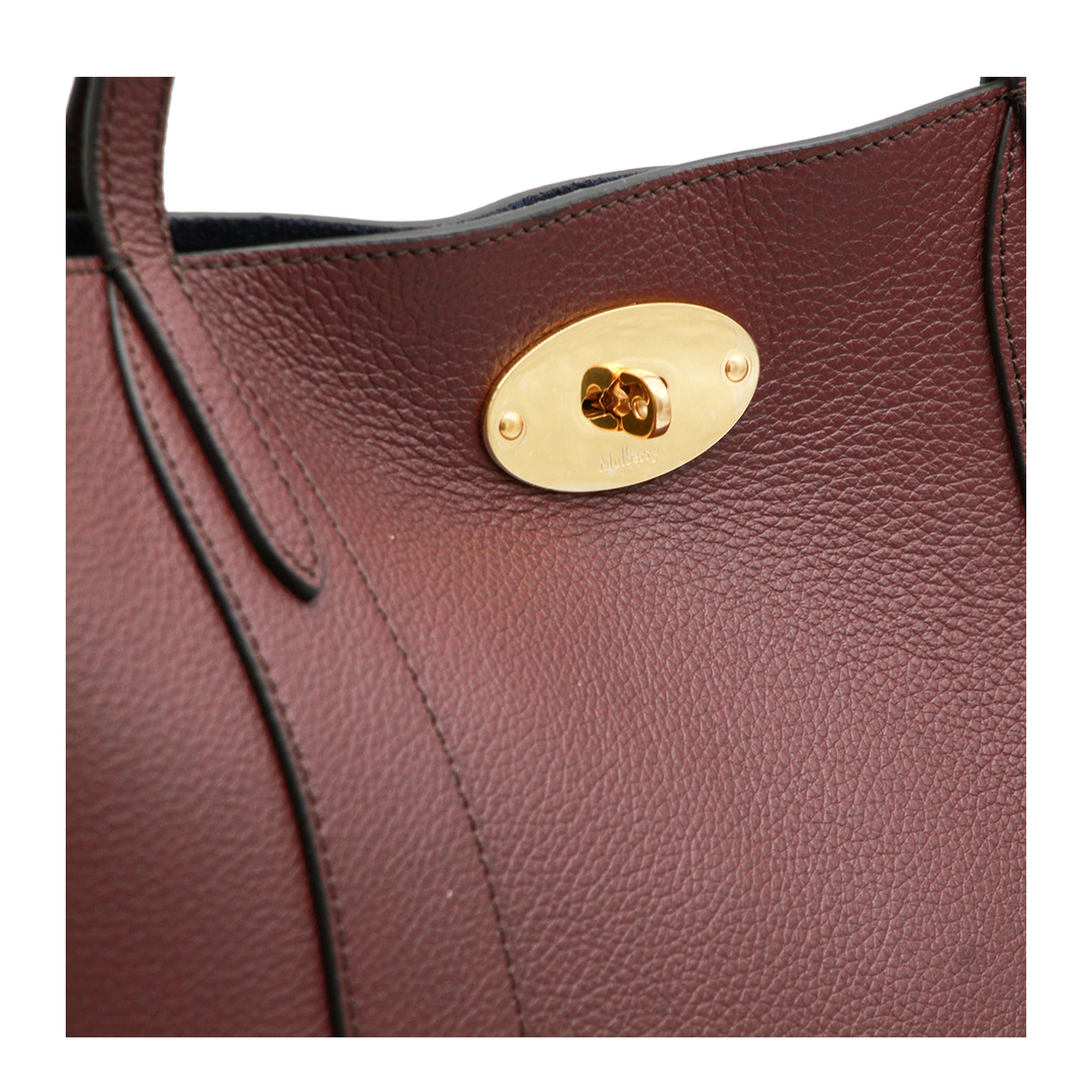 Bayswater Small Classic Grain Leather Tote - Burgundy - Image 7