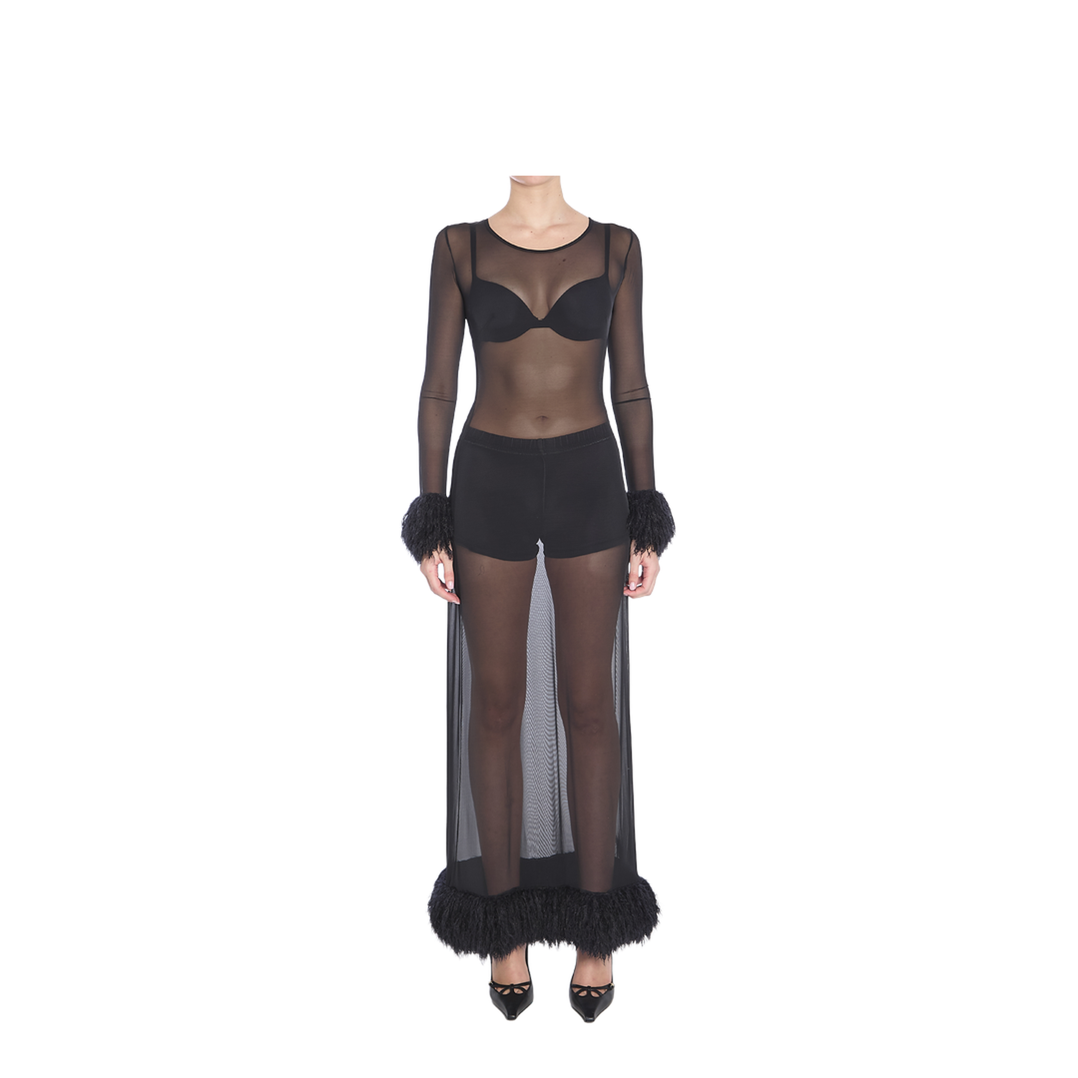 Mesh Jersey Long Dress - Image 1