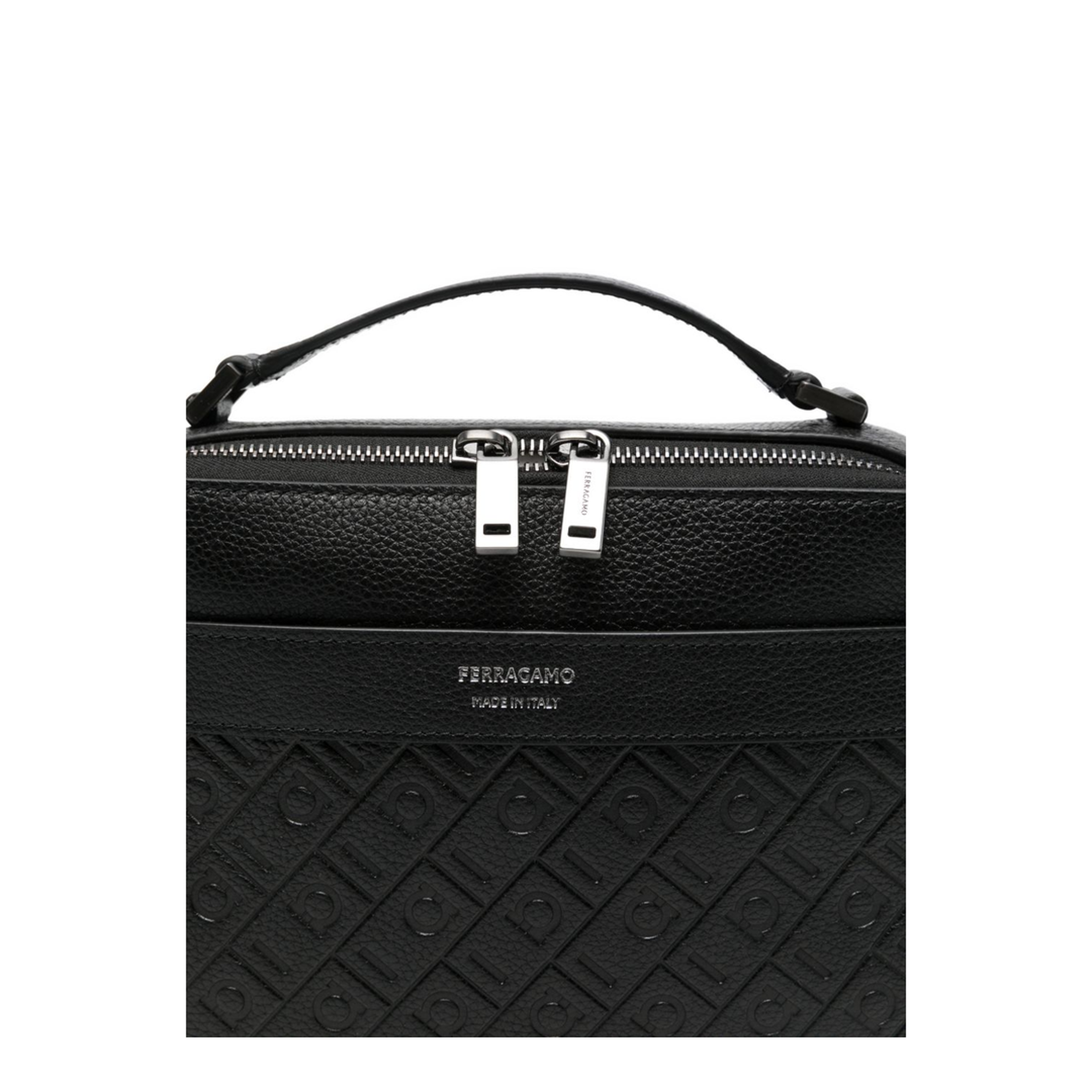 Front Flap Leather Crossbody Bag - Nero - Image 3