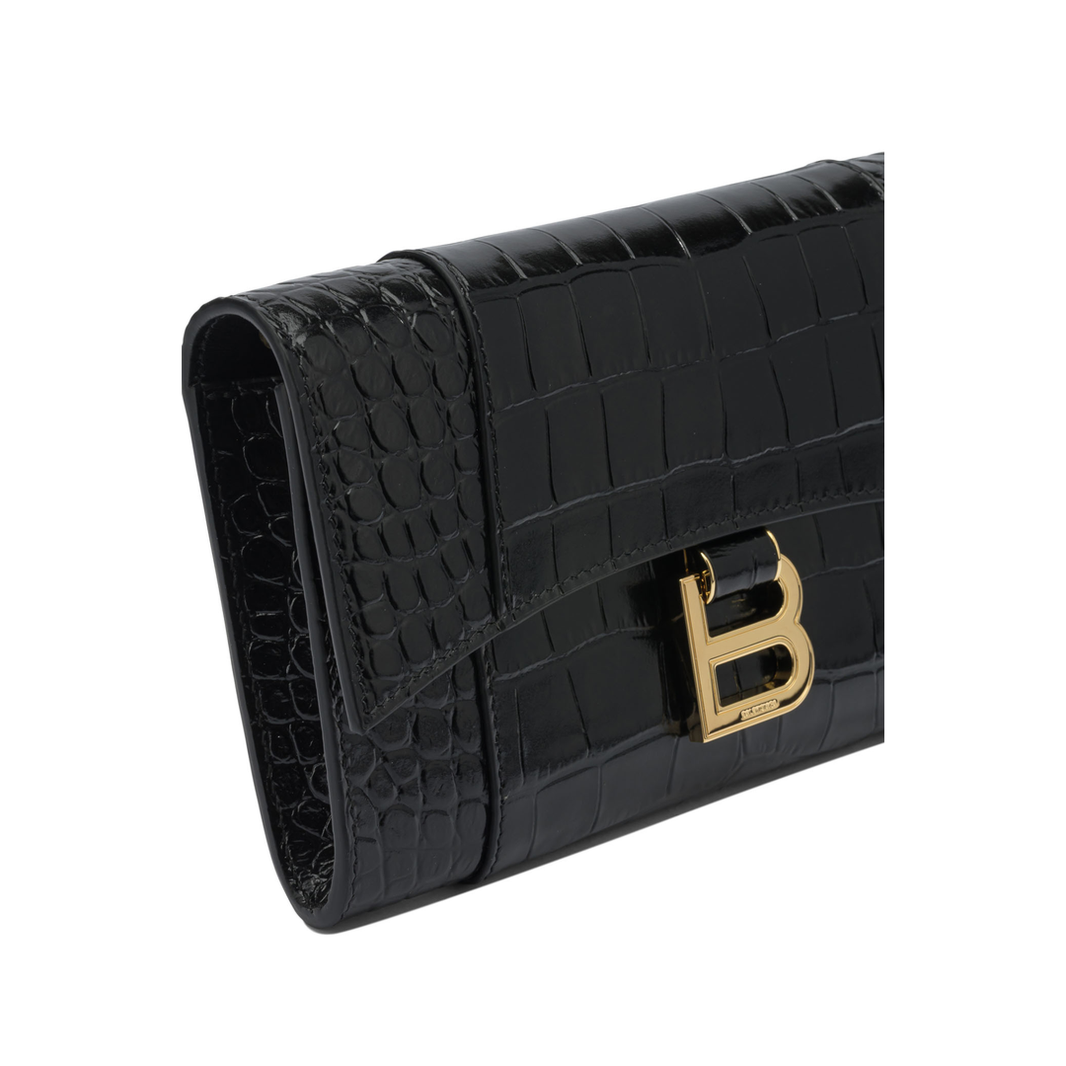 Hourglass Wallet on Chain Calf Leather - Black - Image 4