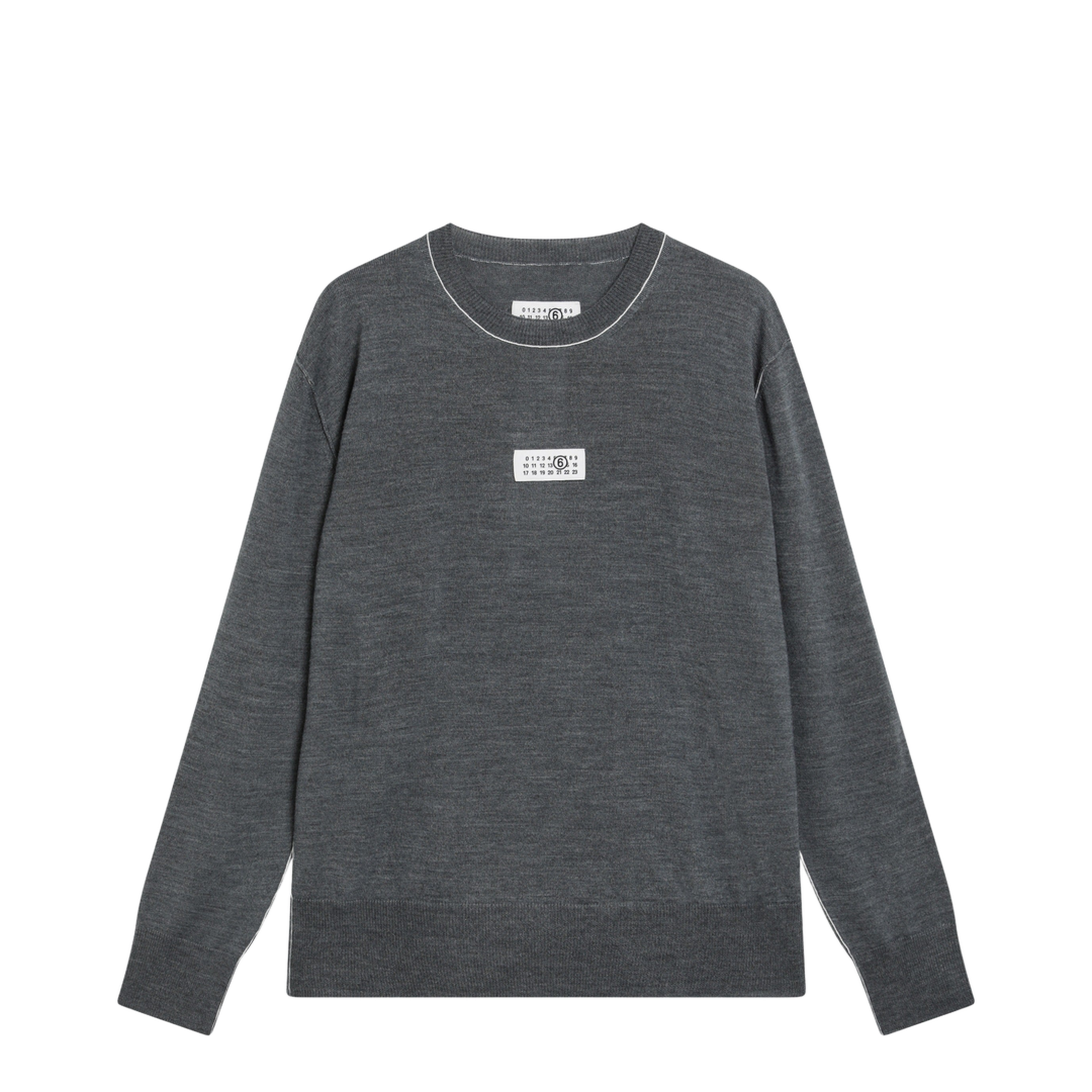 Grey Wool Sweater with Numeric Logo - Image 1