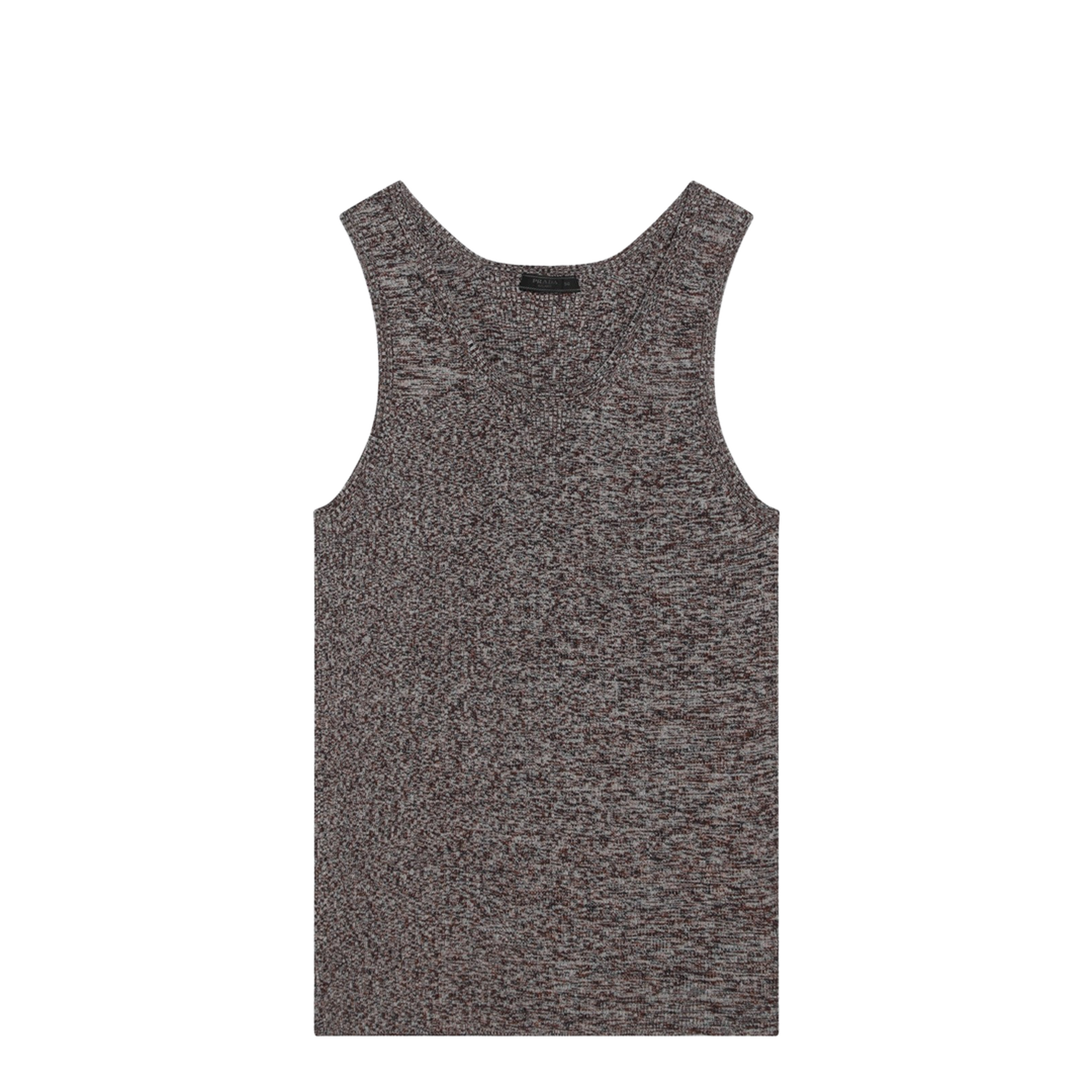 Ribbed Tank Top with Blue Brown Pattern - Image 1