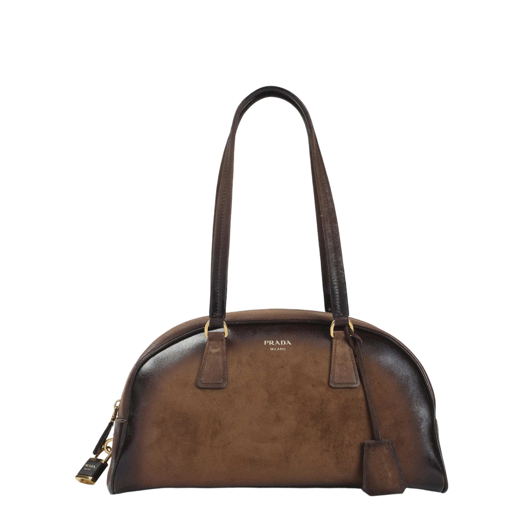 Bowling Medium Suede Bag Brown - Image 5