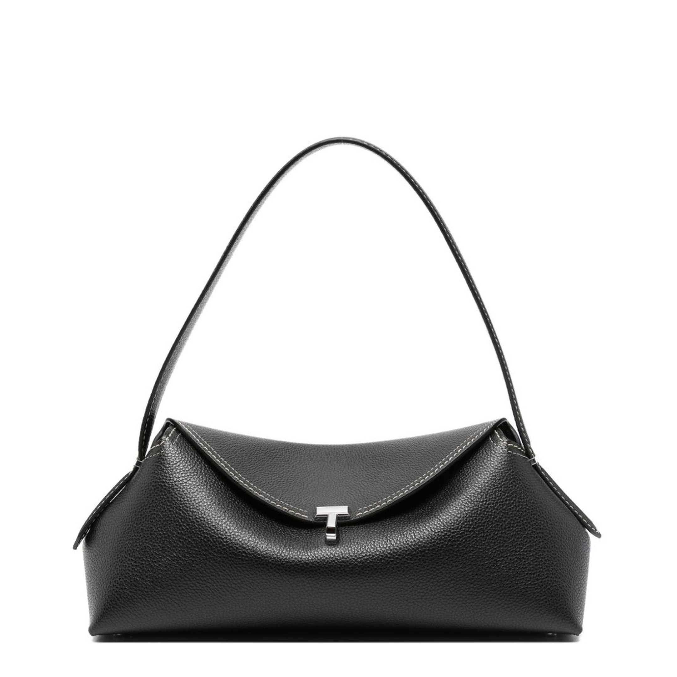 T-Lock Grained Leather Shoulder Bag - Black - Image 1