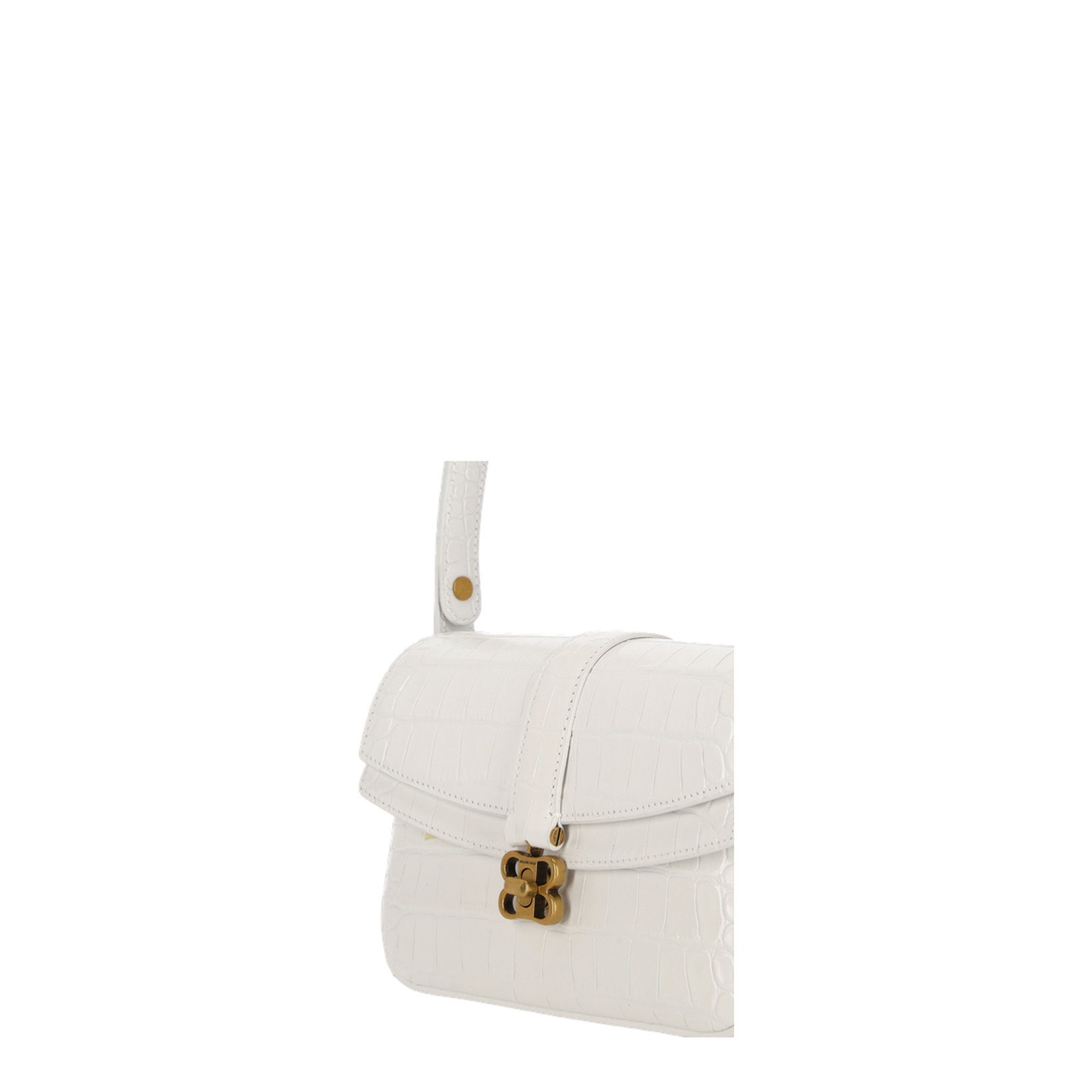 Clamshell Bag Embossed Shoulder Bag In White - Image 5
