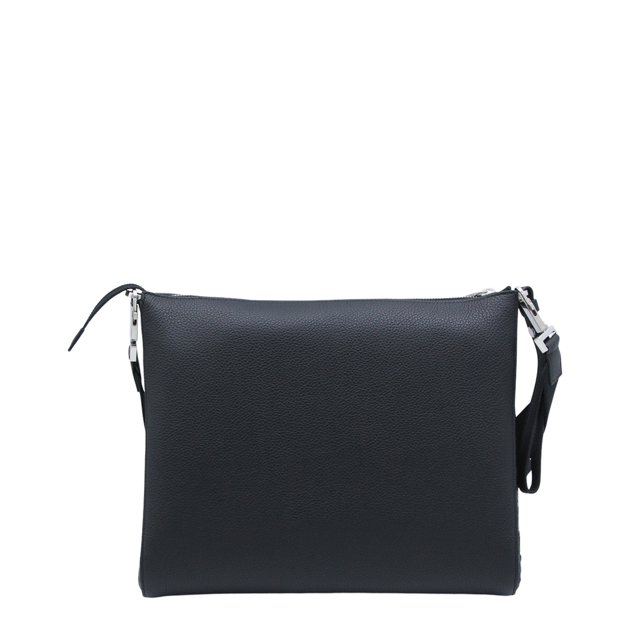 Gancini Messenger Bag In Embossed Leather - Black - Image 6