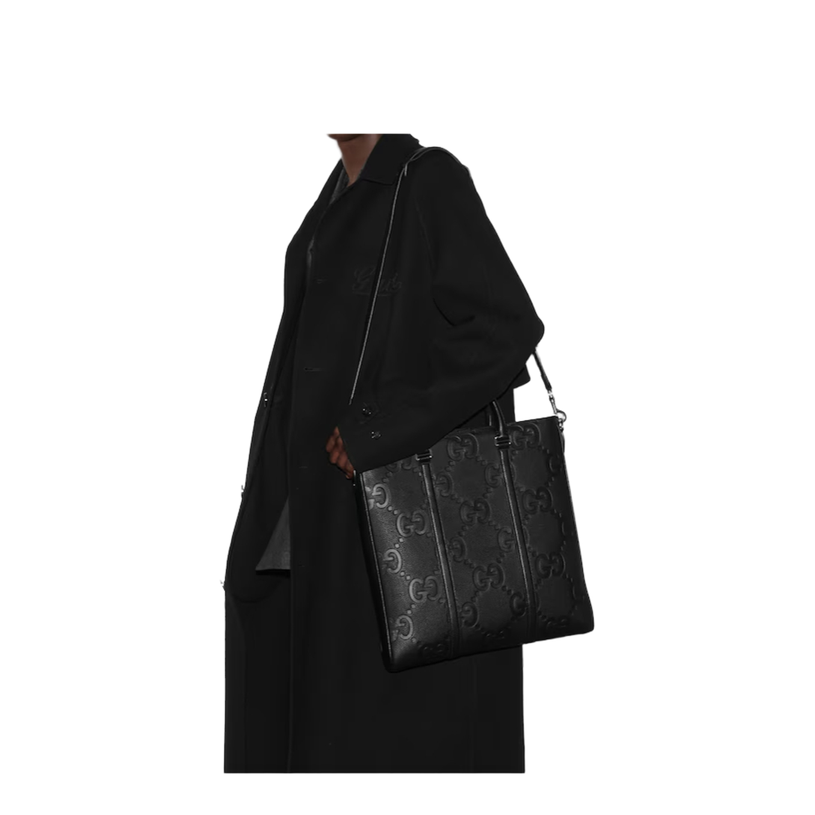 GG Jumbo Medium Leather Duffle Bag - Black - Image 2